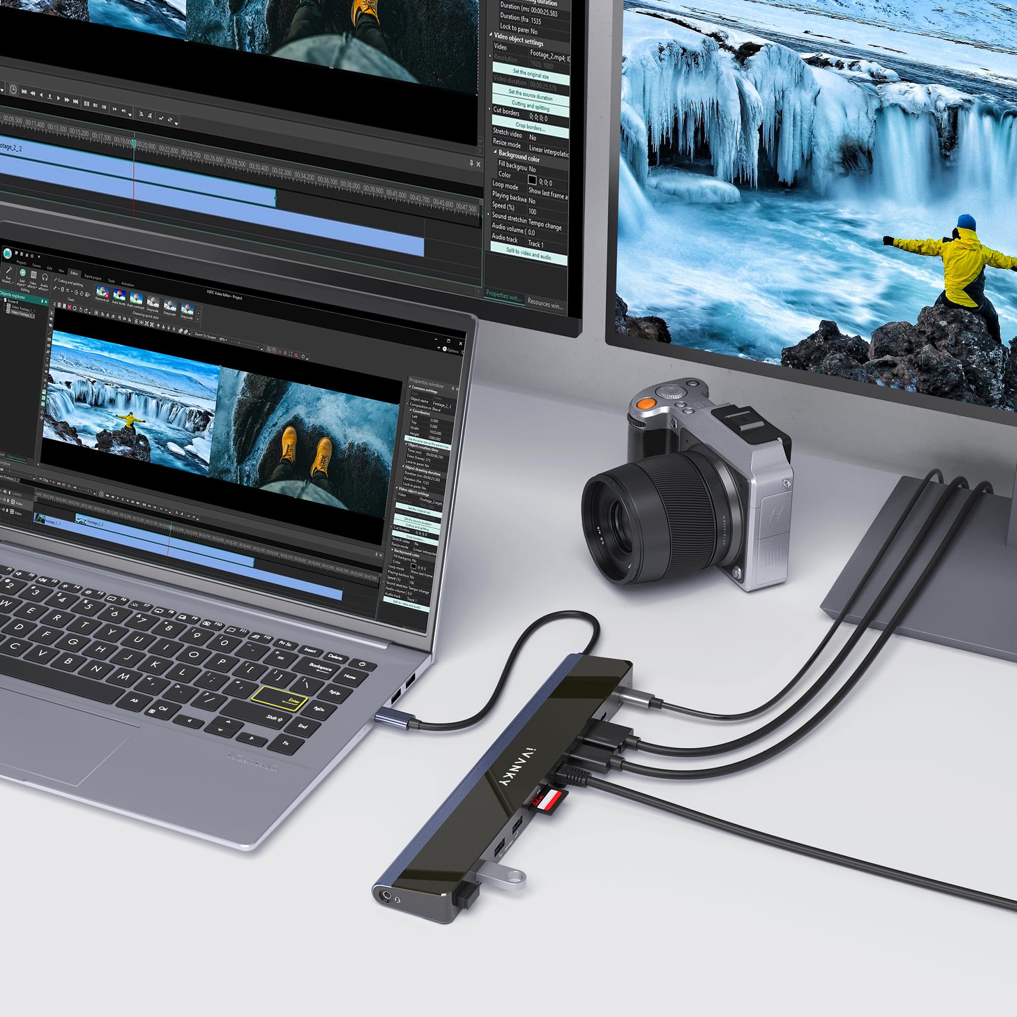 iVANKY 12-in-1 USB C Docking Station with 100W PD Charger - 2x HDMI 3.0, 6x USB Ports, SD/TF Card Reader, Gigabit Ethernet, 4K@60Hz - Compatible with Windows, MacBook, Dell, HP, Lenovo, ASUS, Surface Pro | Perfect for Home Office, Gaming & Video Conferencing