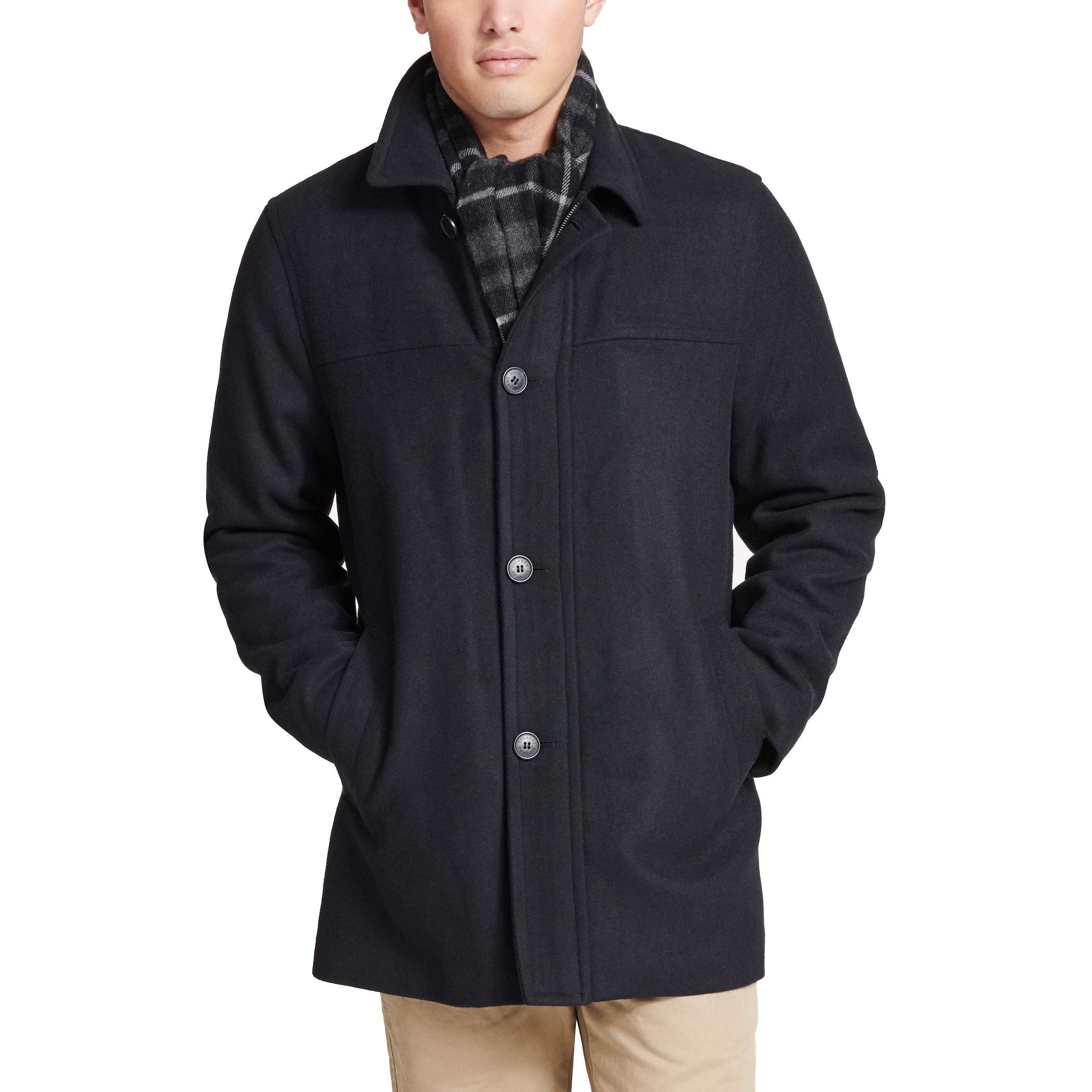 Dockers Men's Weston Wool Blend Coat with Scarf - Classic Winter Overcoat for Business & Casual Wear (Regular & Big & Tall Sizes) | Perfect for Office, Travel & Formal Events