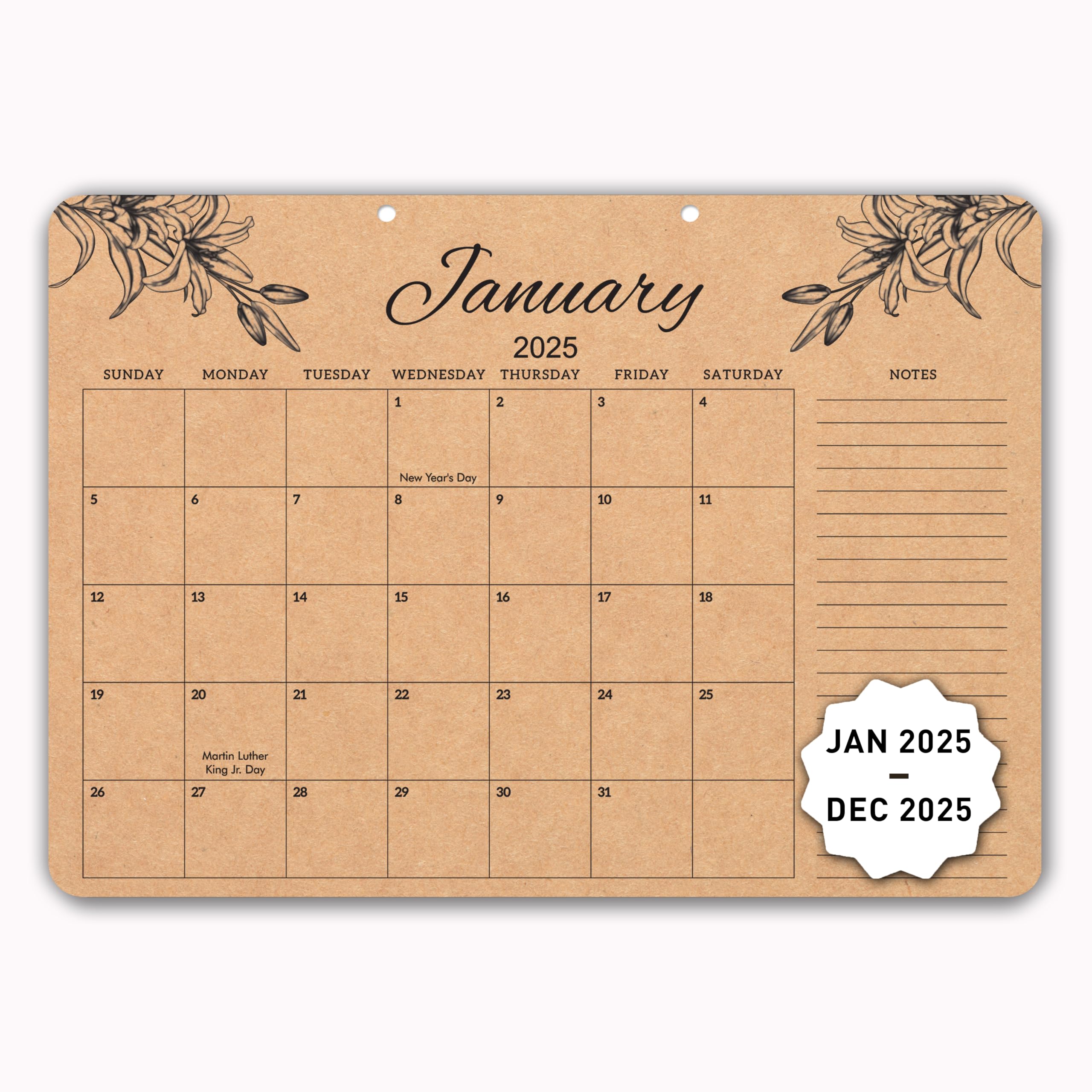 2025 Monthly Desk Calendar - Large 12
