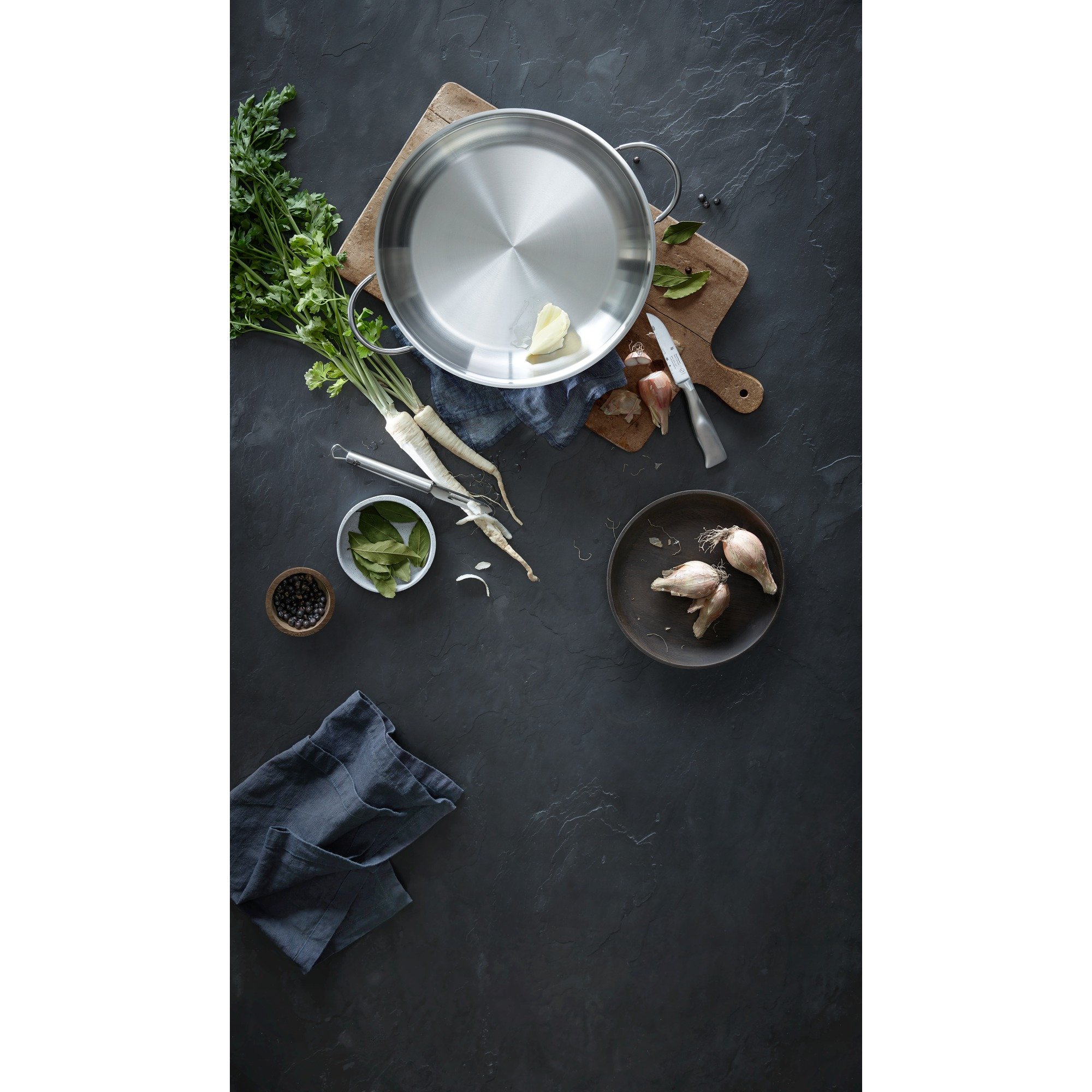 WMF 24cm Uncoated Stainless Steel Serving Pan with Pouring Rim - German-Made Profi Series, Induction Compatible & Dishwasher Safe - Perfect for Cooking, Serving & Entertaining