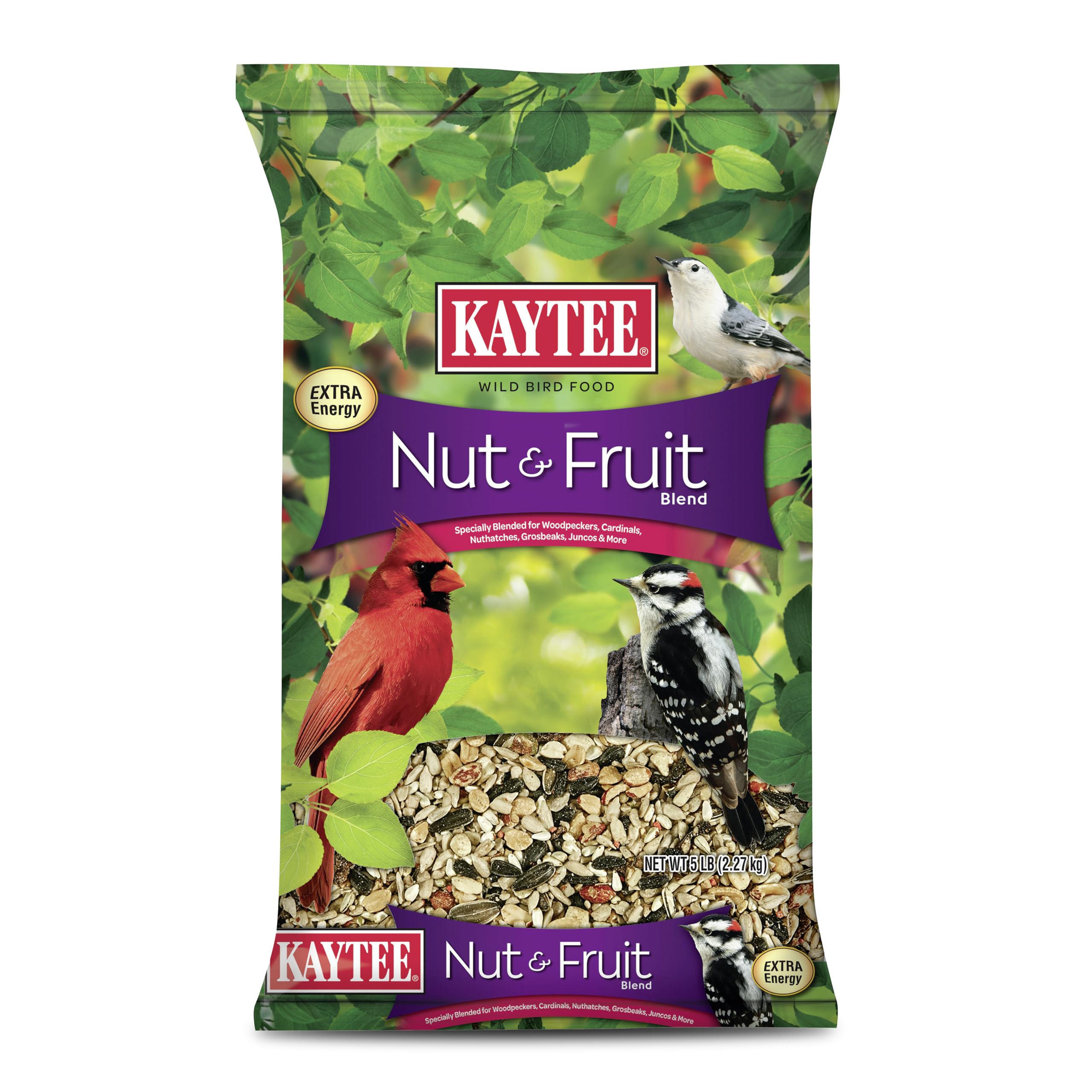Kaytee Nut & Fruit Wild Bird Seed 5 lb - Premium Bird Food for Wild Birds - Attract Cardinals, Finches & More - Ideal for Bird Feeders & Backyard Bird Watching