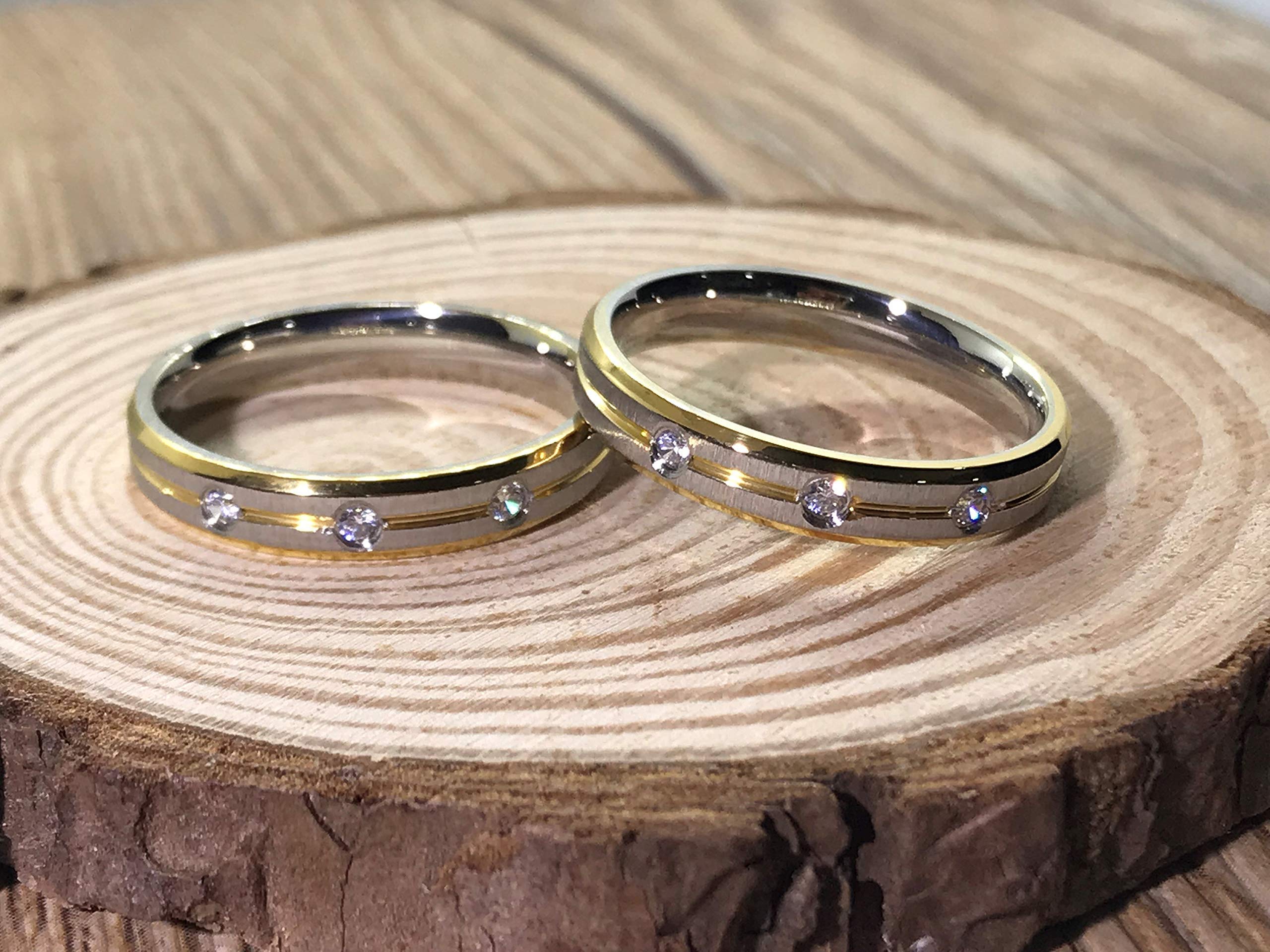 Custom 18K Gold Filled Matching Wedding Bands for Couples - Handmade His & Hers Titanium Anniversary Ring Sets - Perfect for Engagements, Vows Renewal & Romantic Gifts