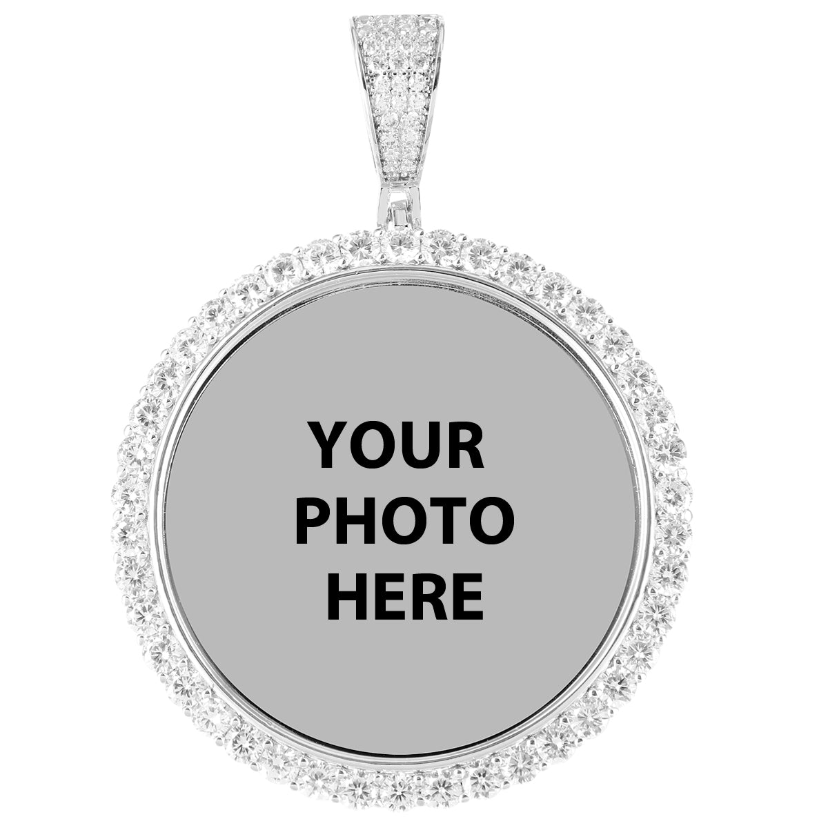 14K White Gold Round One Row Memory Picture Necklace - Elegant Jewelry Gift for Women, Perfect for Anniversaries, Birthdays & Special Occasions