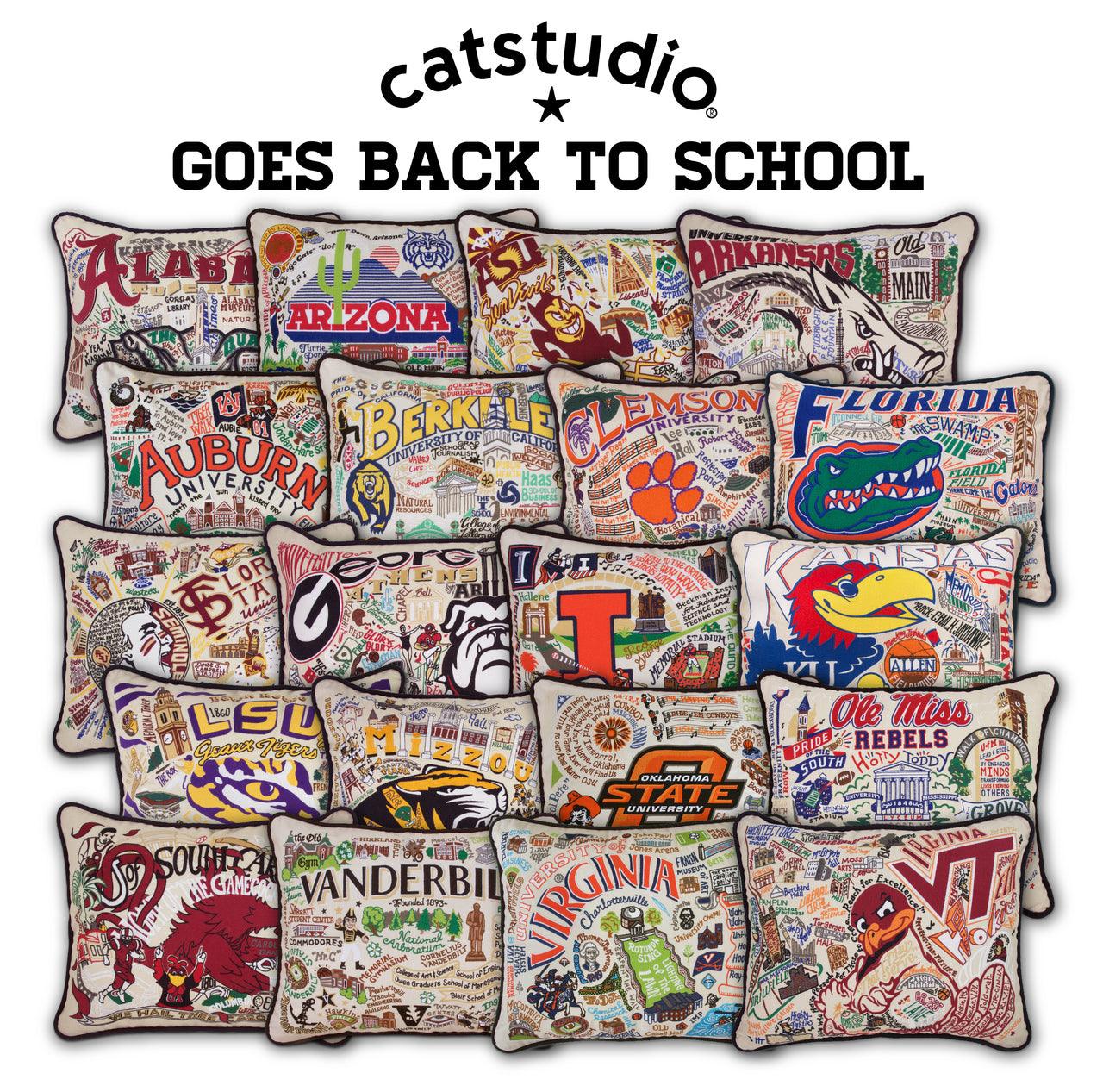 Hand Embroidered University of Arkansas Collegiate Throw Pillow - Perfect for Dorm Decor, Game Day & Alumni Gifts