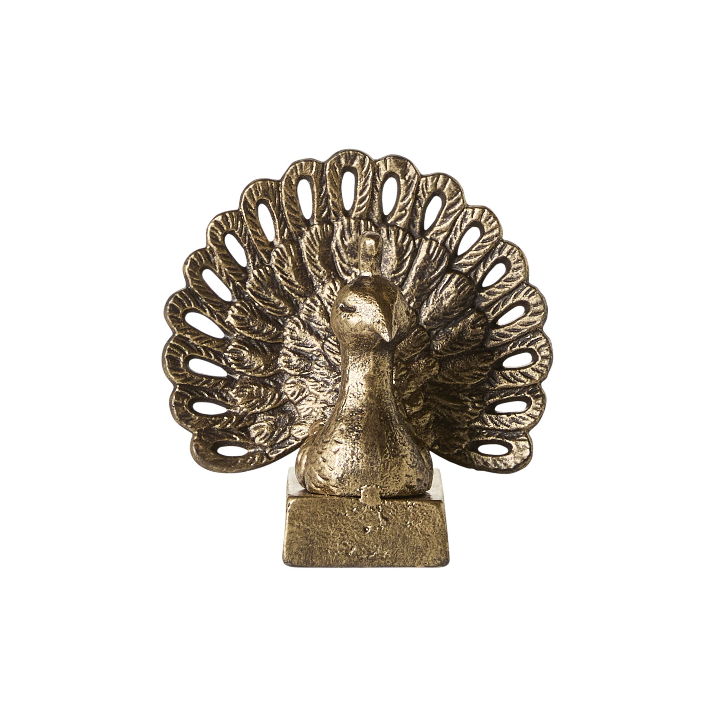 Elegant Brass Peacock Door Stopper - Heavy Duty Decorative Door Wedge for Home & Office - Perfect for Hardwood Floors, Sliding Doors & Draft Protection