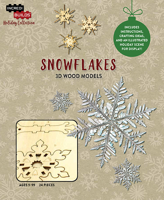IncrediBuilds Holiday Collection: DIY 3D Wooden Snowflake Ornaments Kit - Perfect for Christmas Tree Decorations, Winter Crafts, and Seasonal Home Decor