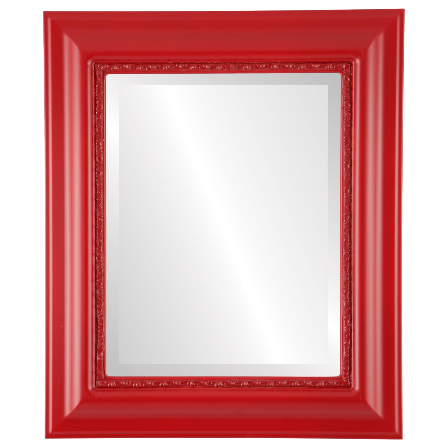 Chicago Style Rectangle Beveled Wall Mirror - 23x29 Inches Holiday Red - Elegant Home Decor for Living Room, Bedroom & Entryway
