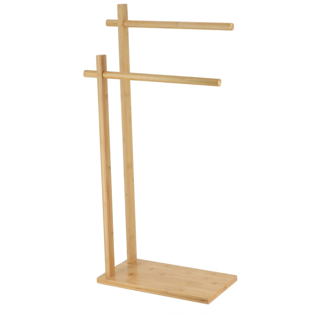 Premium Bamboo Towel Rack with 2 Bars - Natural Wood Bathroom Organizer for Towels & Robes - Perfect for Spa, Bathroom, and Laundry Room Storage