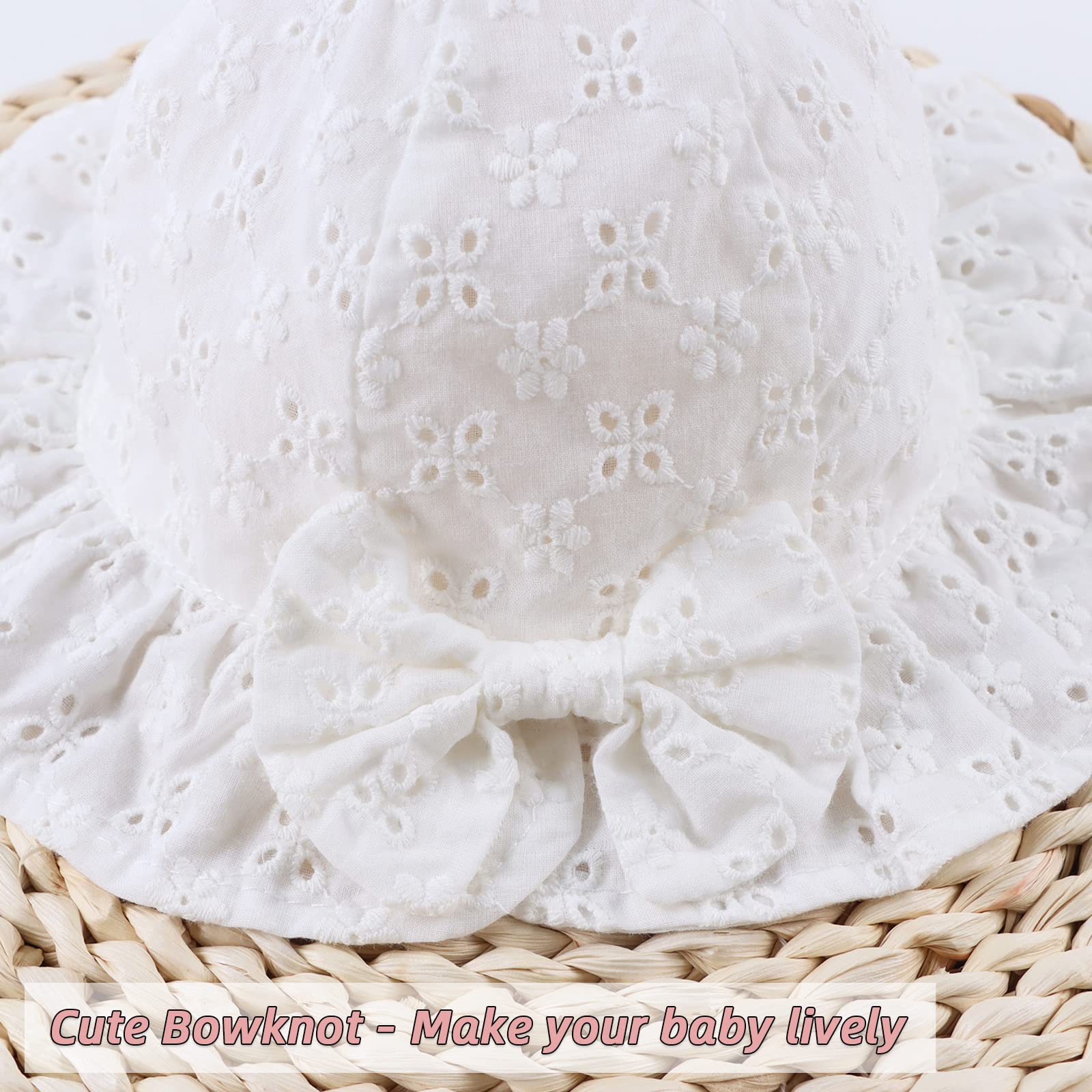 Summer Baby Hats for Girls 0-2 Years - Soft Cotton Infant Sun Hats with Bowknot, Breathable Toddler Bucket Hats for Outdoor Play, Beach, and Park Adventures