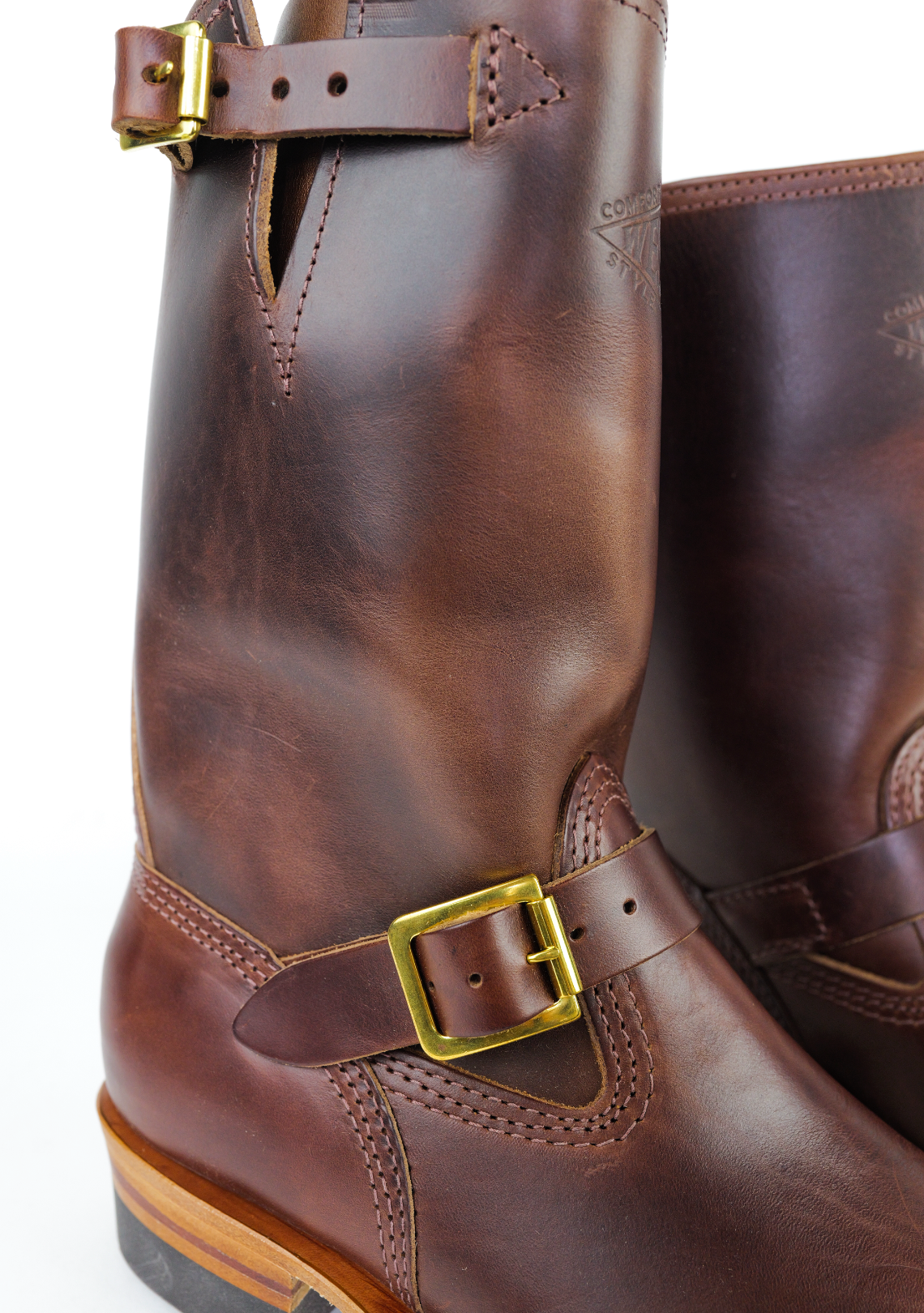 Premium Wesco Boots X The Shop Mister Lou Brown Horsehide Engineer Boots - Durable Leather Work Boots for Motorcycle Riding & Outdoor Adventures