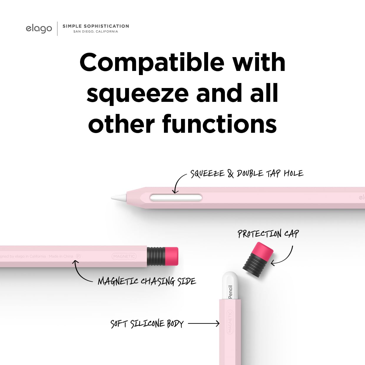 elago Classic Apple Pencil Pro & 2nd Gen Case - Magnetic Charging Compatible Protective Cover with Double Pressure Support | Perfect for Artists, Students & Professionals Using iPad for Drawing, Note-Taking & Digital Design