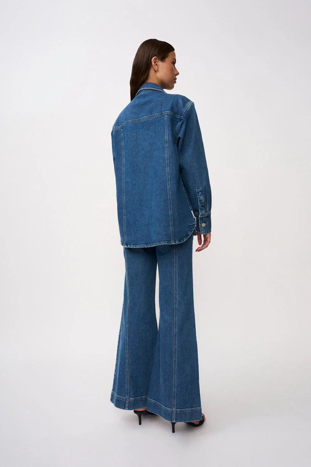 Della Women's Denim Wide Leg Jeans - Blue Wash Distressed High Waist Comfortable Stretch for Casual Outfits & Everyday Wear