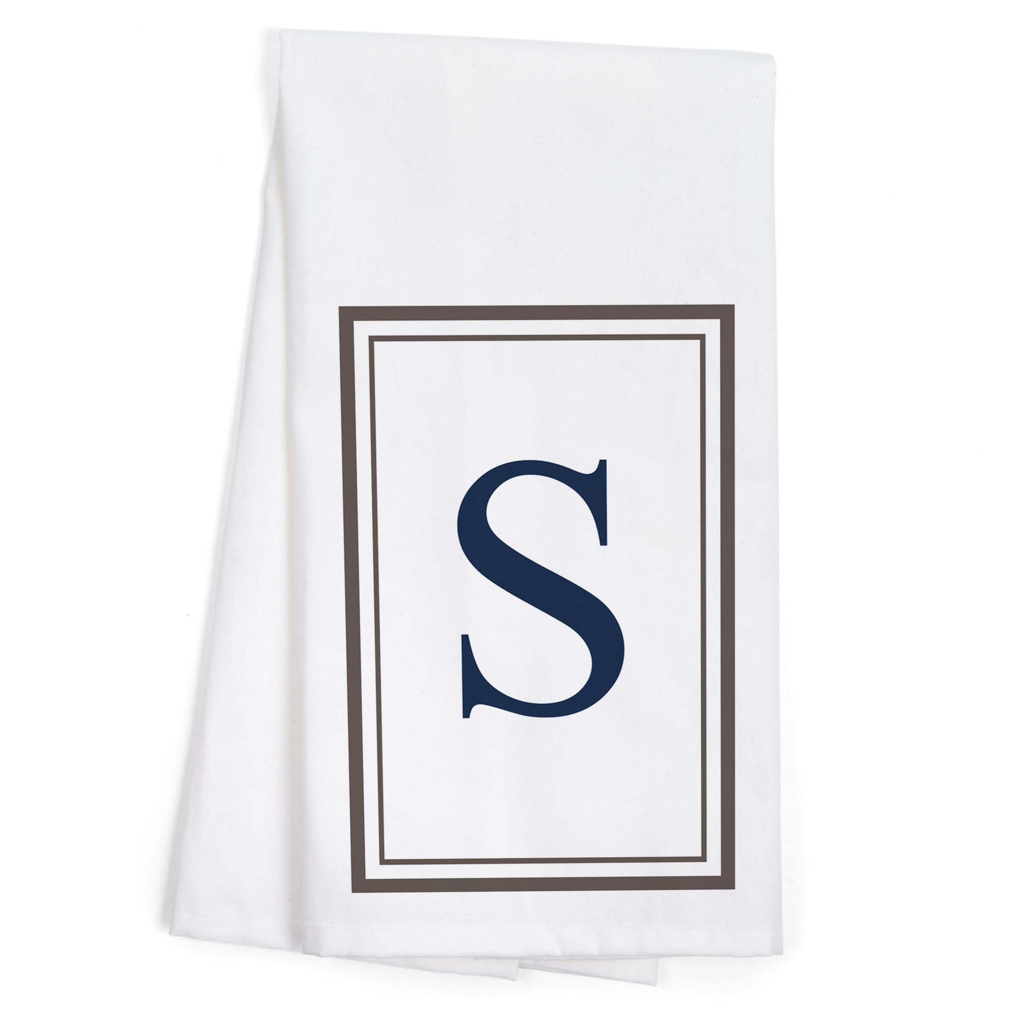 Lantern Press Monogram Cotton Tea Towel - Gray & Blue Decorative Hand Towel for Kitchen & Home | Perfect for Drying Dishes, Gift Giving & Farmhouse Decor