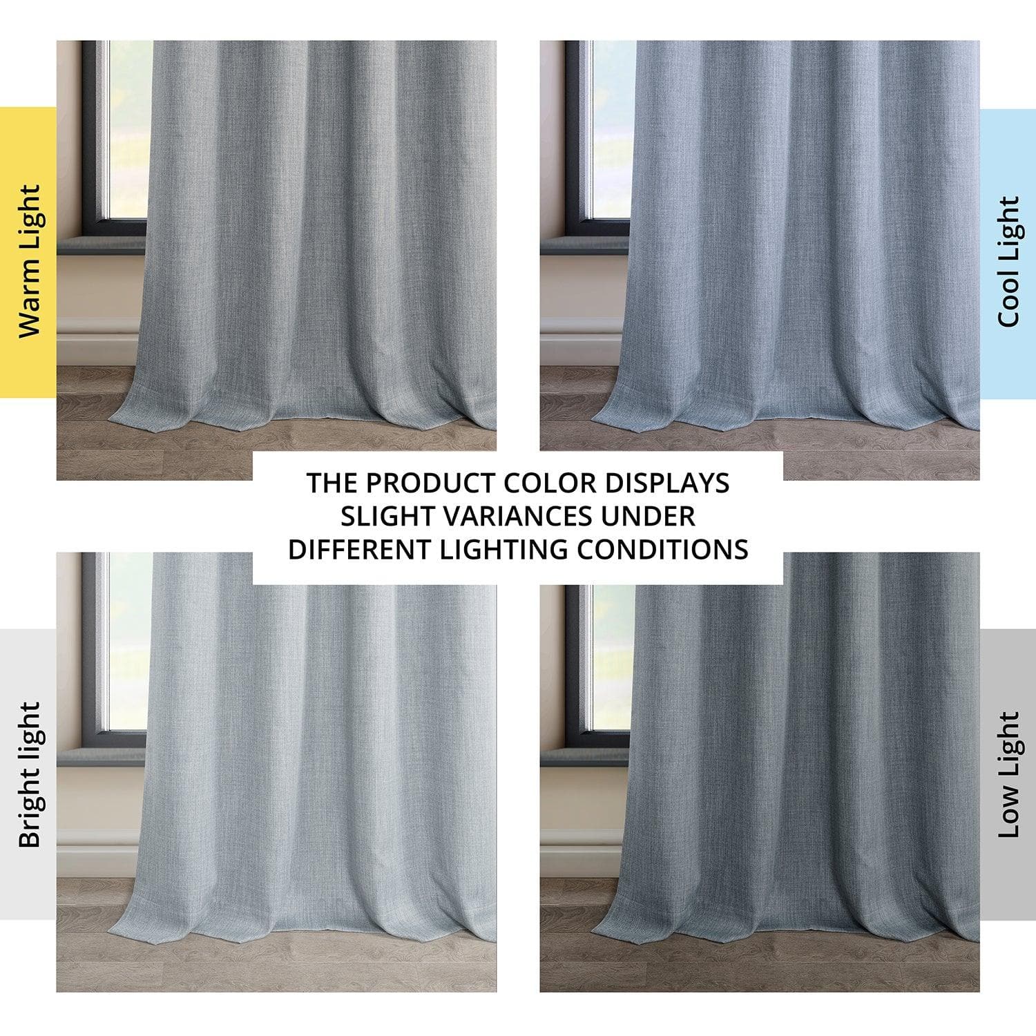 Heather Grey Grommet Textured Faux Linen Blackout Curtains for Bedroom - Thermal Insulated Window Drapes for Living Room & Nursery, Noise Reducing Room Darkening Panels (84 Inch Length)