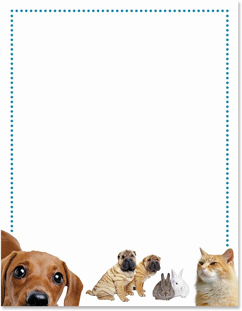 Adorable Pet Pals Stationery Set - 25 Sheets of Premium Decorative Writing Paper (8.5