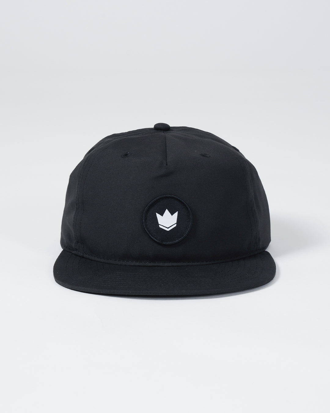 Crown Patch 5 Panel Strapback Hat - Adjustable Snapback Cap for Men & Women - Black - Perfect for Streetwear, Hip Hop Fashion & Outdoor Activities