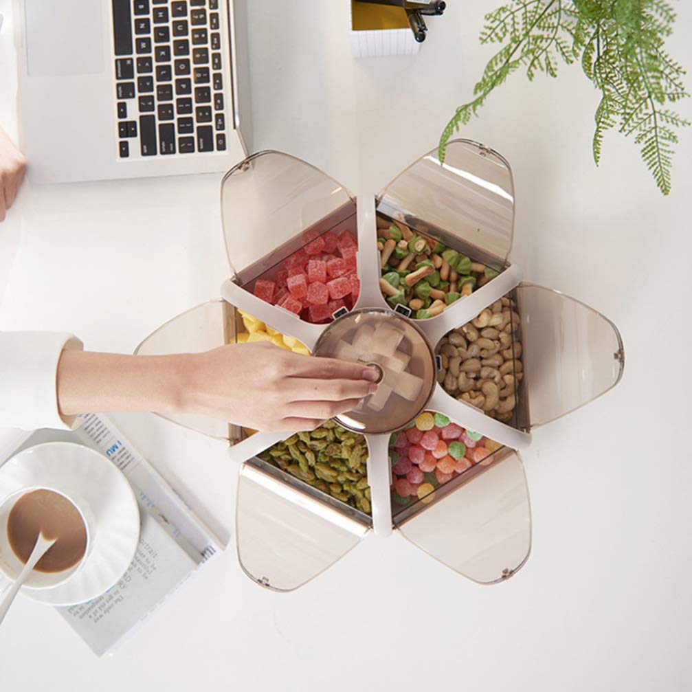 Lotus-Shaped Snack Storage Tray with Lid - Creative Candy & Dry Fruit Container for Desktop, Party, Office, and Home Organization - BPA-Free Plastic Snack Plate for Nuts, Chocolates, and Treats