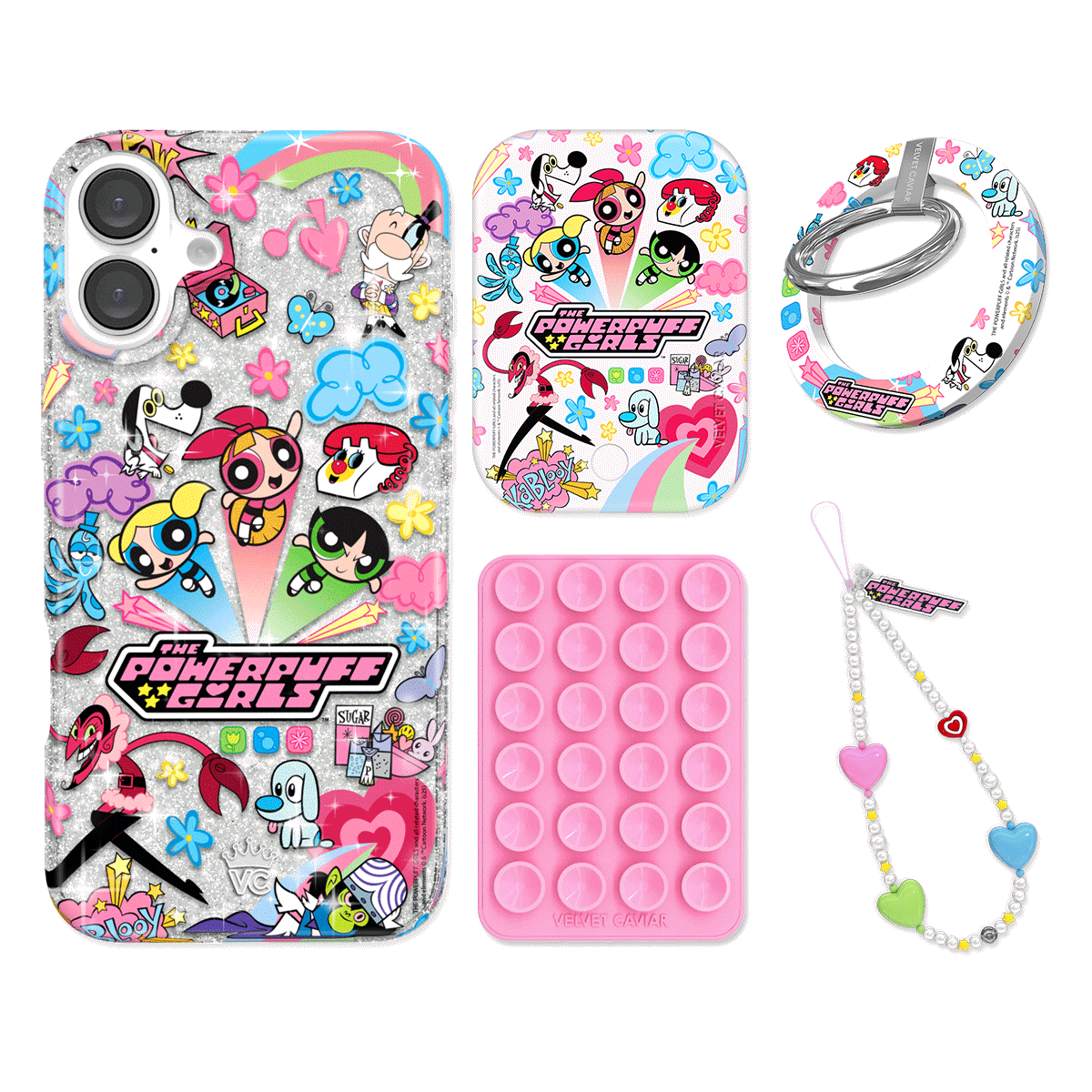 The Powerpuff Girls Girl Power iPhone Case Bundle Set with Grip - Cute Cartoon Character Phone Cover for Girls & Women - Perfect for School, Work, Travel & Everyday Use
