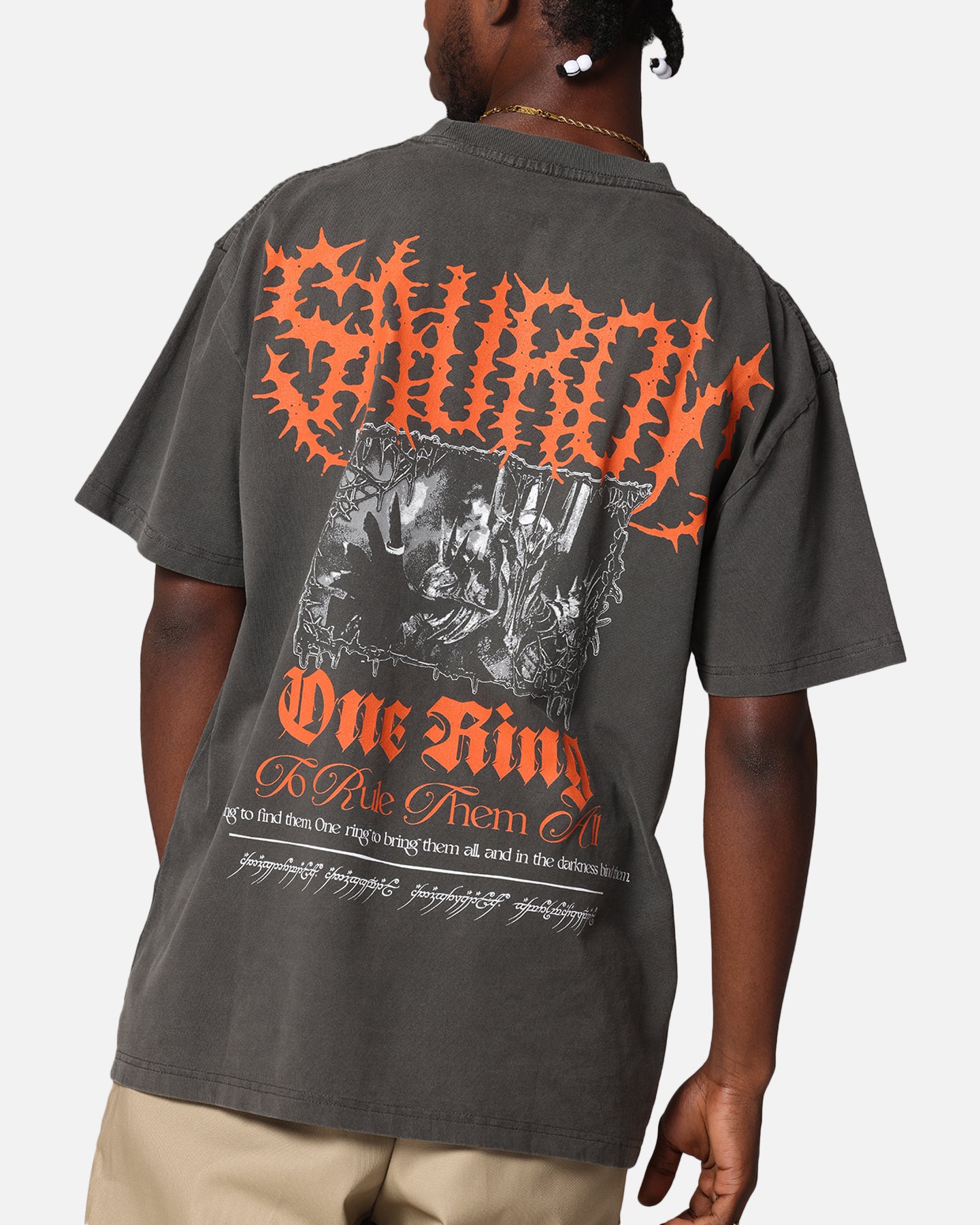 American Thrift Lord of the Rings Sauron Graphic T-Shirt - Black Vintage Wash | Men's Casual Tee for LOTR Fans, Cosplay & Everyday Wear