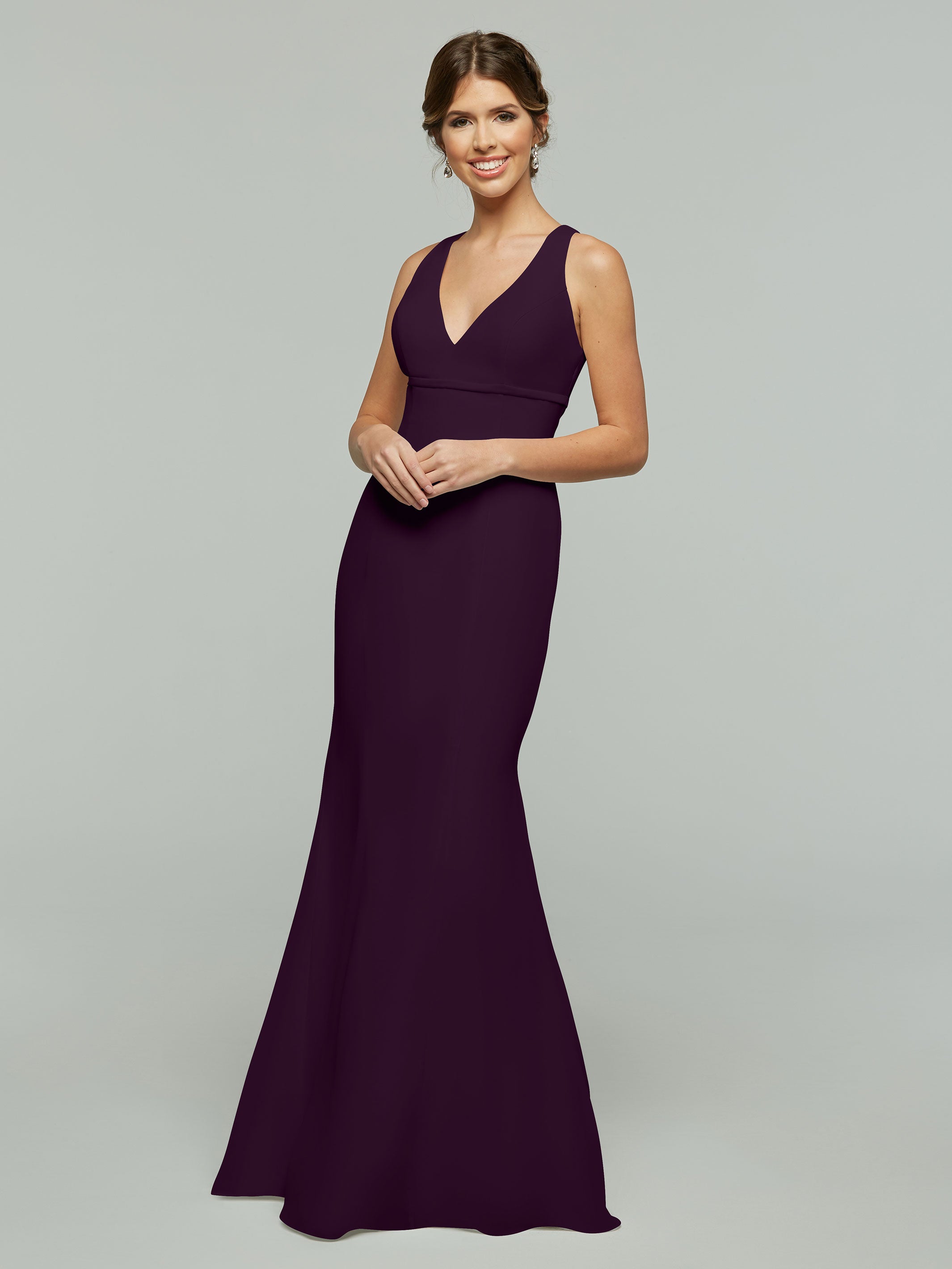 Elegant V-Neck Chiffon Bridesmaid Dress with Satin Ribbon Waist - Perfect for Weddings, Formal Events & Special Occasions