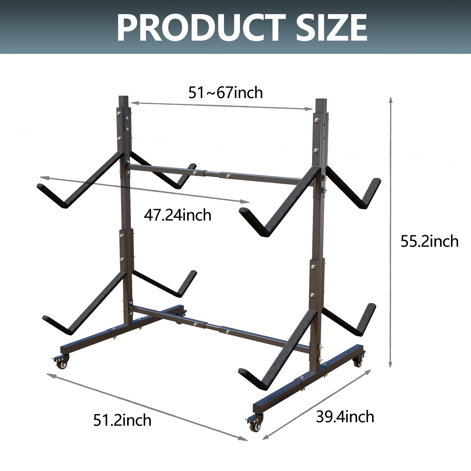 Heavy Duty Adjustable Kayak and Canoe Storage Rack - Freestanding SUP Stand for Indoor & Outdoor Use - Weatherproof Kayak Holder for Garage, Shed, Dock - Perfect for Secure Kayak, Canoe and Paddleboard Storage