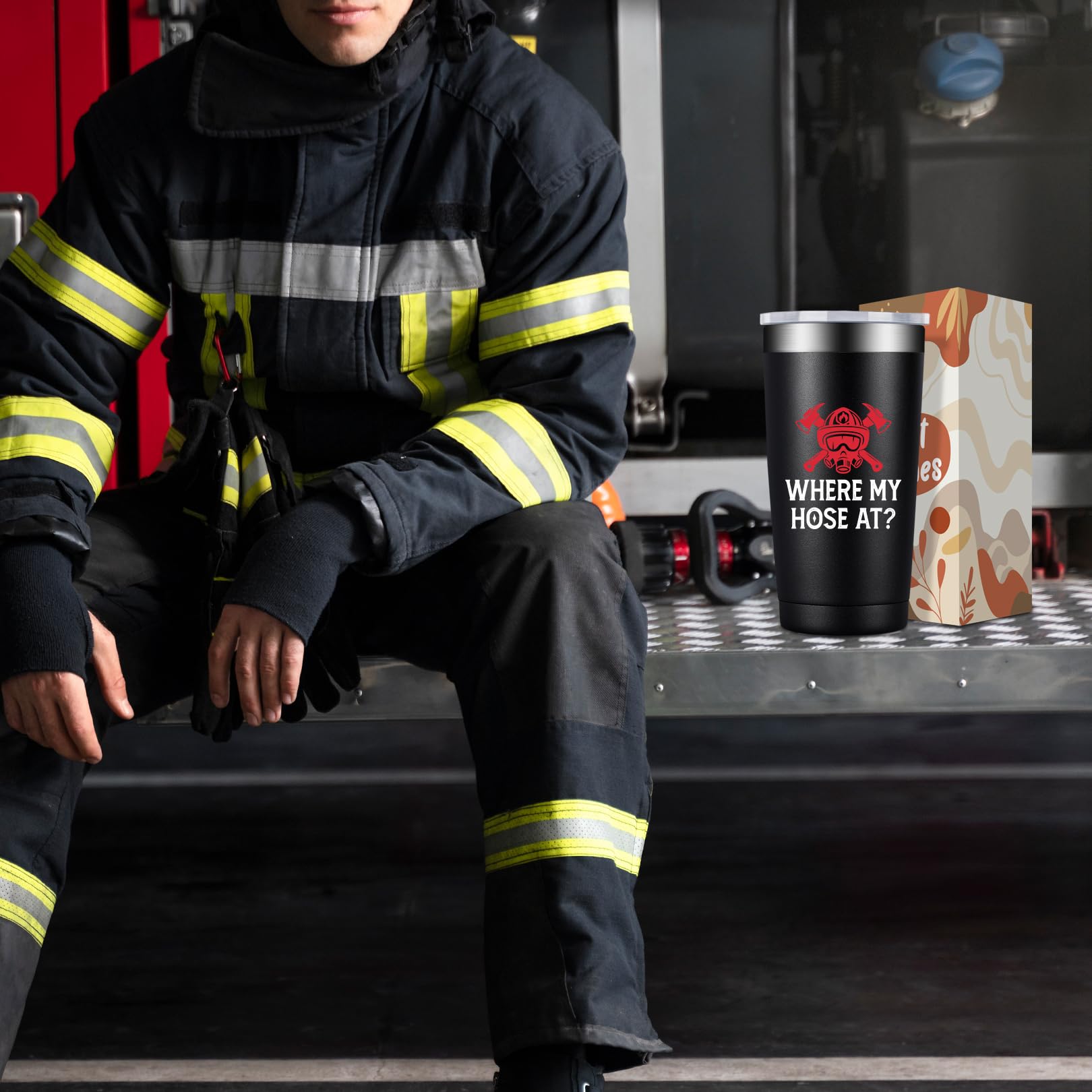 BIRGILT 20oz Firefighter Tumbler Cup - Insulated Stainless Steel Travel Mug for Firemen & Firewomen - Perfect Gift for Father's Day, Birthday, Graduation, Christmas - 