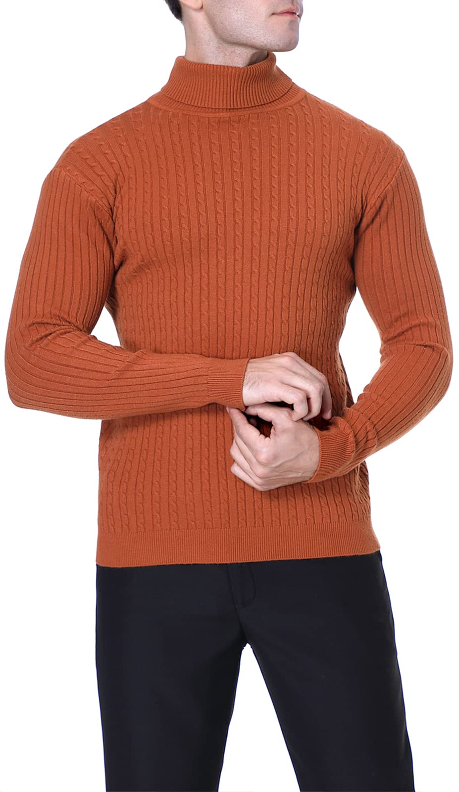 QZH.DUAO Men's Slim Fit Turtleneck Sweater - Casual Twist Pattern Pullover for Fall Winter Fashion | Office Wear & Date Night Outfits