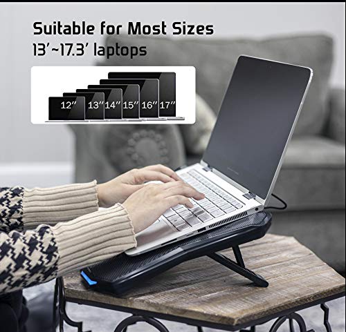 LETUSTO Laptop Cooling Pad with Quiet 17dBA Fan - Portable Laptop Cooler Stand for 15'' to 17'' Notebooks, Ergonomic Adjustable Height for Gaming, Office & Home Use