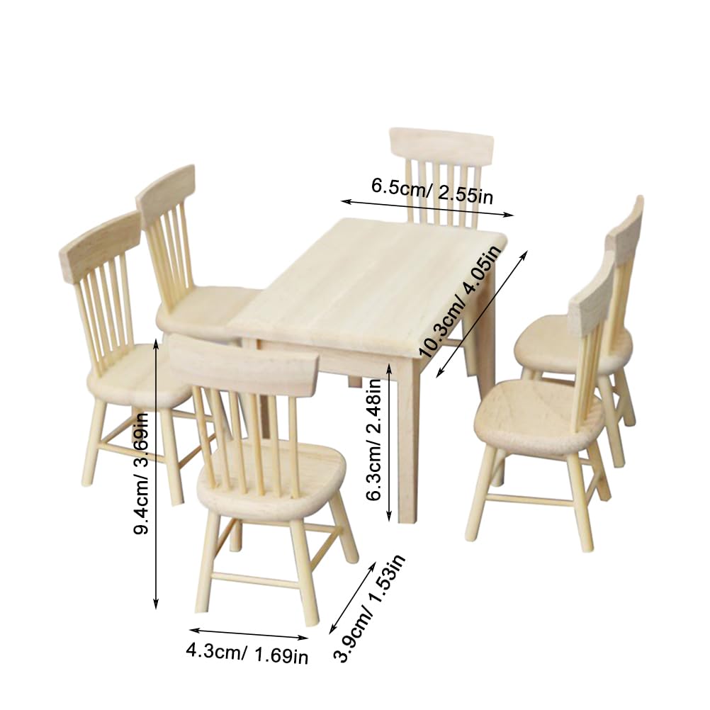 1/12 Scale Miniature Dollhouse Furniture Set - Mini Table & Chairs for Kitchen Decor, Doll Accessories | Perfect for DIY Dollhouse, Model Displays & Collectible Miniatures