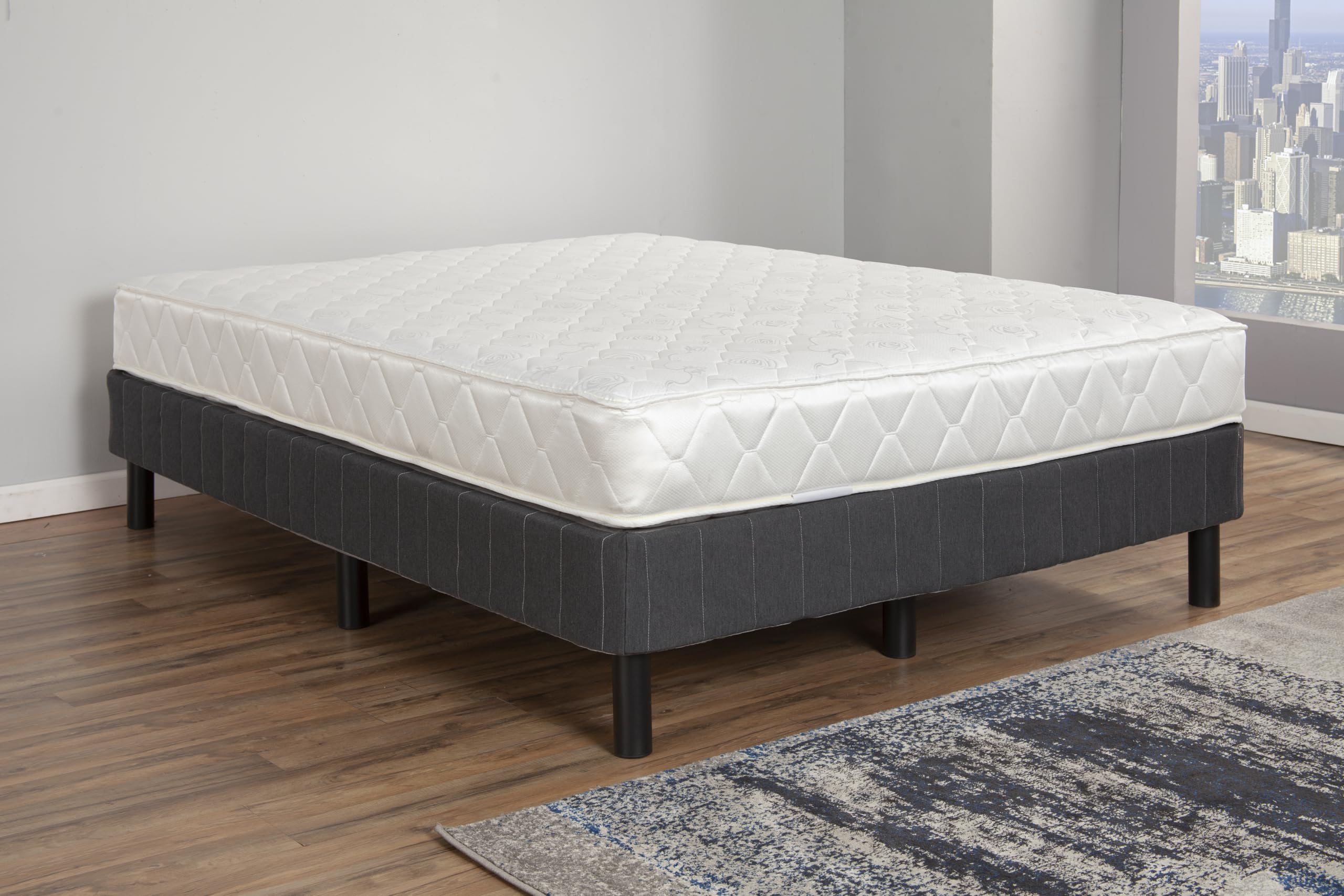 Hollywood Bed Frame - Heavy Duty Steel Platform Base, Queen Size, Gray - Perfect for Master Bedroom, Guest Room & Apartment Furniture