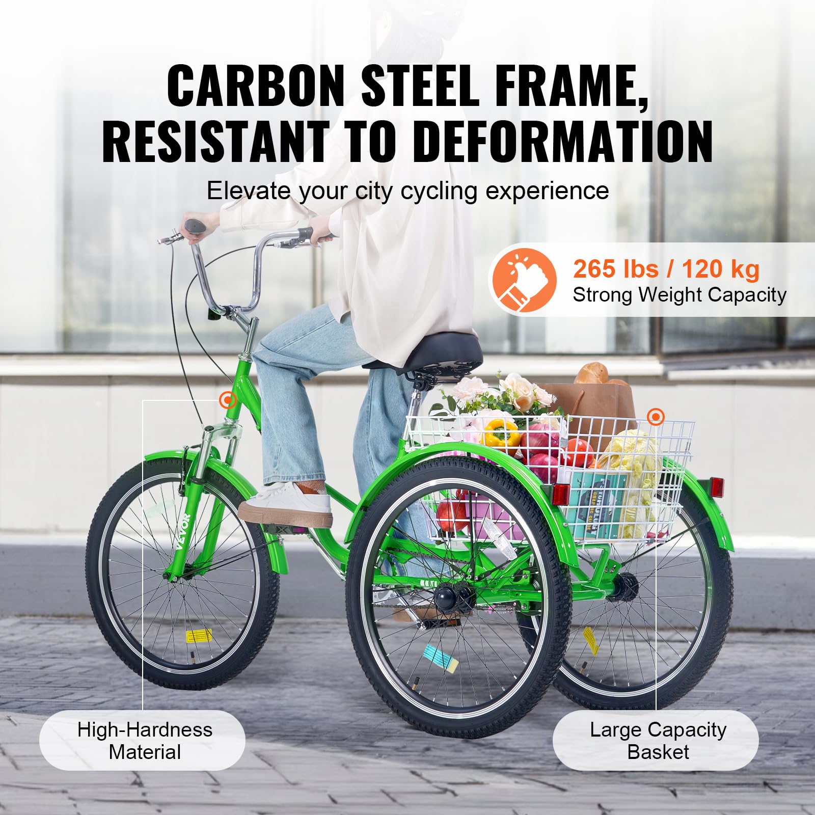 VEVOR Folding Adult Tricycle - 3 Wheel Cruiser Bike with Large Basket & Adjustable Seat - Foldable Trikes for Women, Men & Seniors - Perfect for Shopping, Picnics & Outdoor Recreation