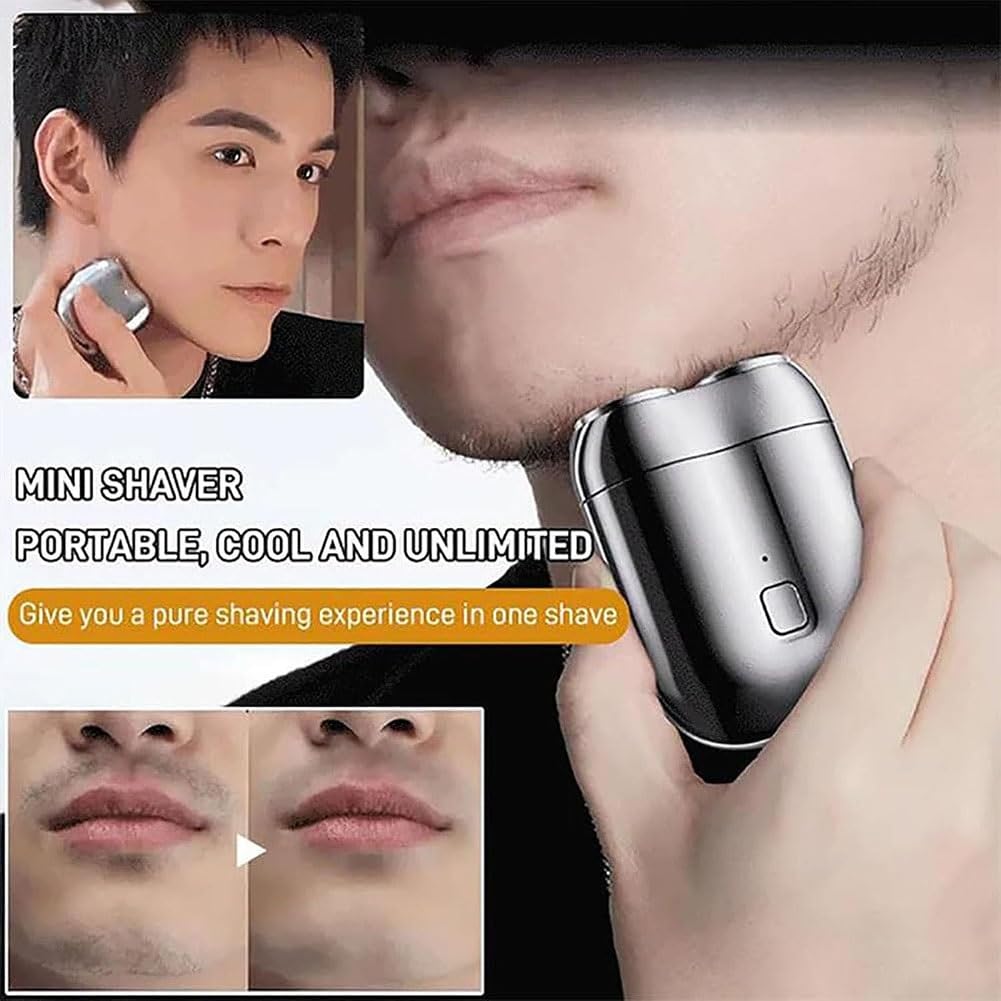Rechargeable Waterproof Electric Razor for Men - Mini Double Head USB Shaver with Magnetic Detachable Design, Portable Travel & Home Use - Perfect for Business Trips, Gym, and Daily Grooming