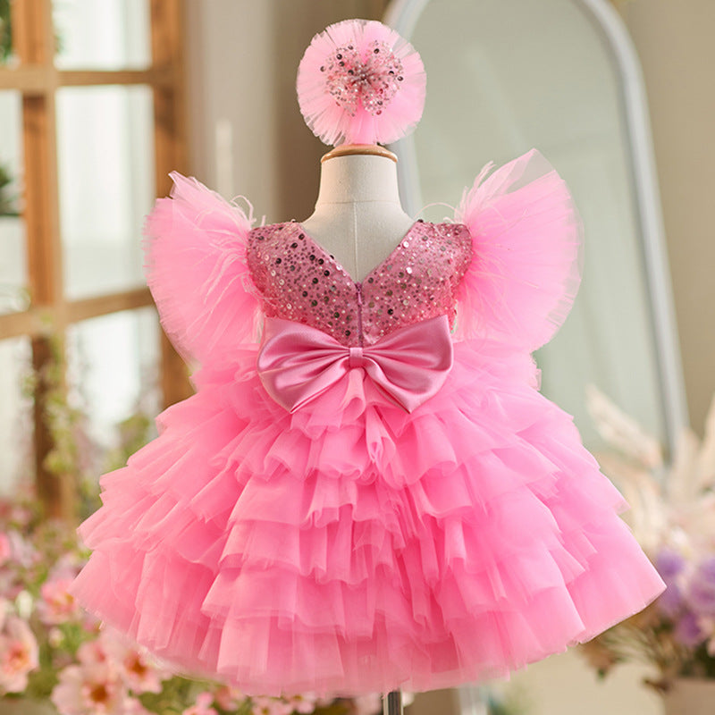 Elegant Fluffy Sequined Princess Dress for Toddler Girls - Perfect for Birthday Parties, Pageants & Special Occasions