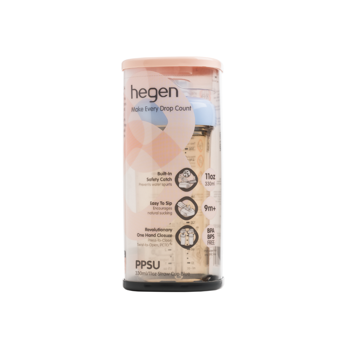 Hegen PCTO™ 330ml/11oz PPSU Straw Cup - BPA-Free Baby Sippy Cup with Leak-Proof Lid - Perfect for Toddlers, Travel & On-the-Go Feeding (Blue)