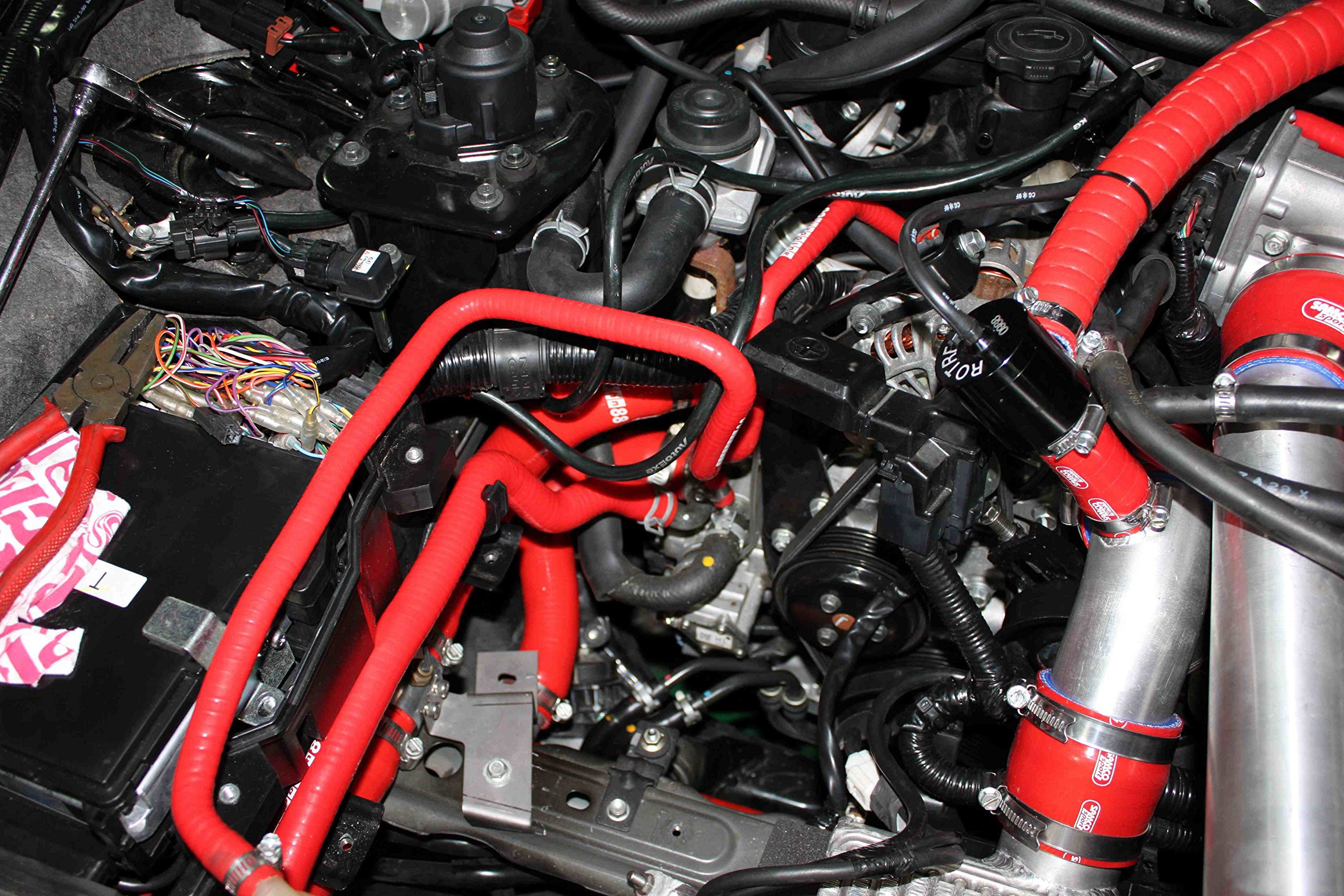 Autobahn88 High-Performance Silicone Radiator Coolant & Heater Hose Kit for 2003-2012 Mazda RX8 SE3P 13B MSP - Red with Clamp Set - Upgrade Cooling System for Racing & Daily Driving