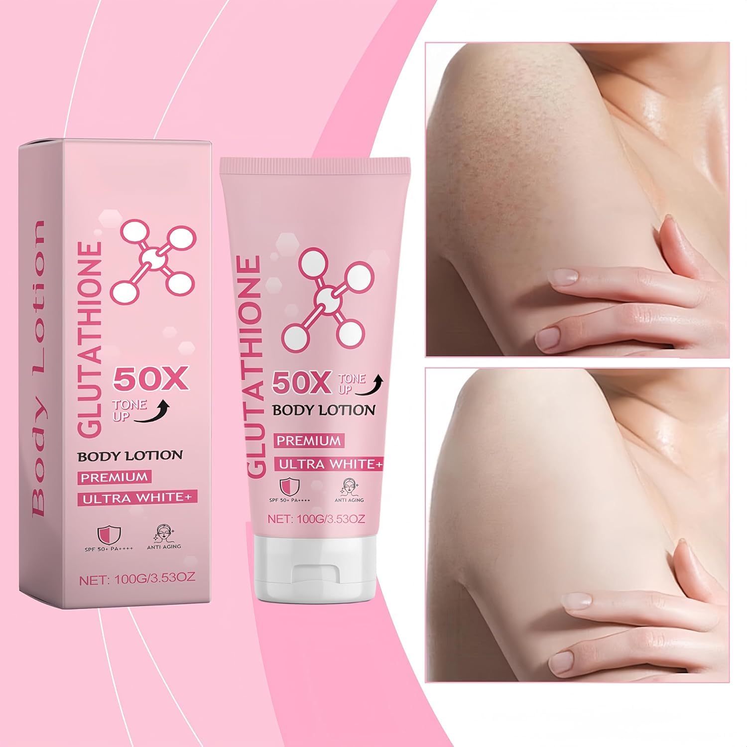 Glutathione 50x Tone Up Body Lotion - Skin Whitening & Brightening Cream with Glutathione - 3 Pack Scented Moisturizer for Even Skin Tone | Perfect for Daily Use, Night Care & Full Body Hydration