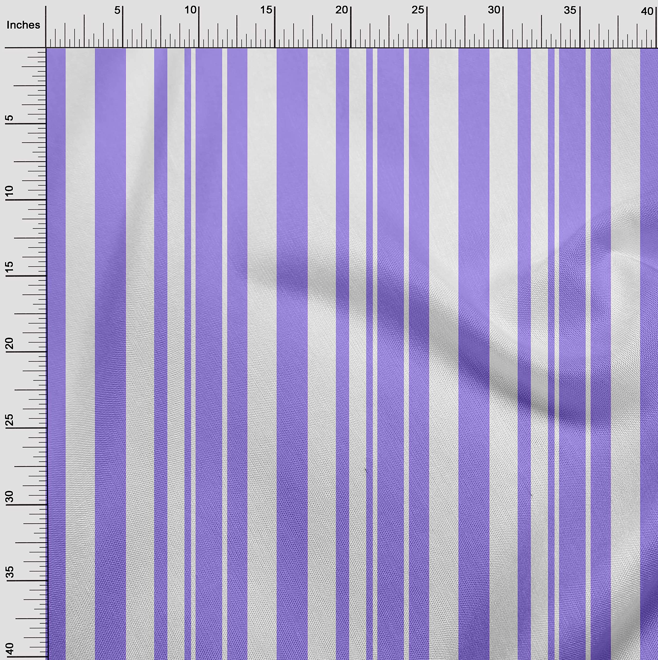 oneOone Cotton Flex Medium Purple Fabric with Stripes - 40 Inch Wide Printed Sewing Fabric by The Yard for DIY Clothing & Crafts | Perfect for Dresses, Quilts, and Home Decor Projects