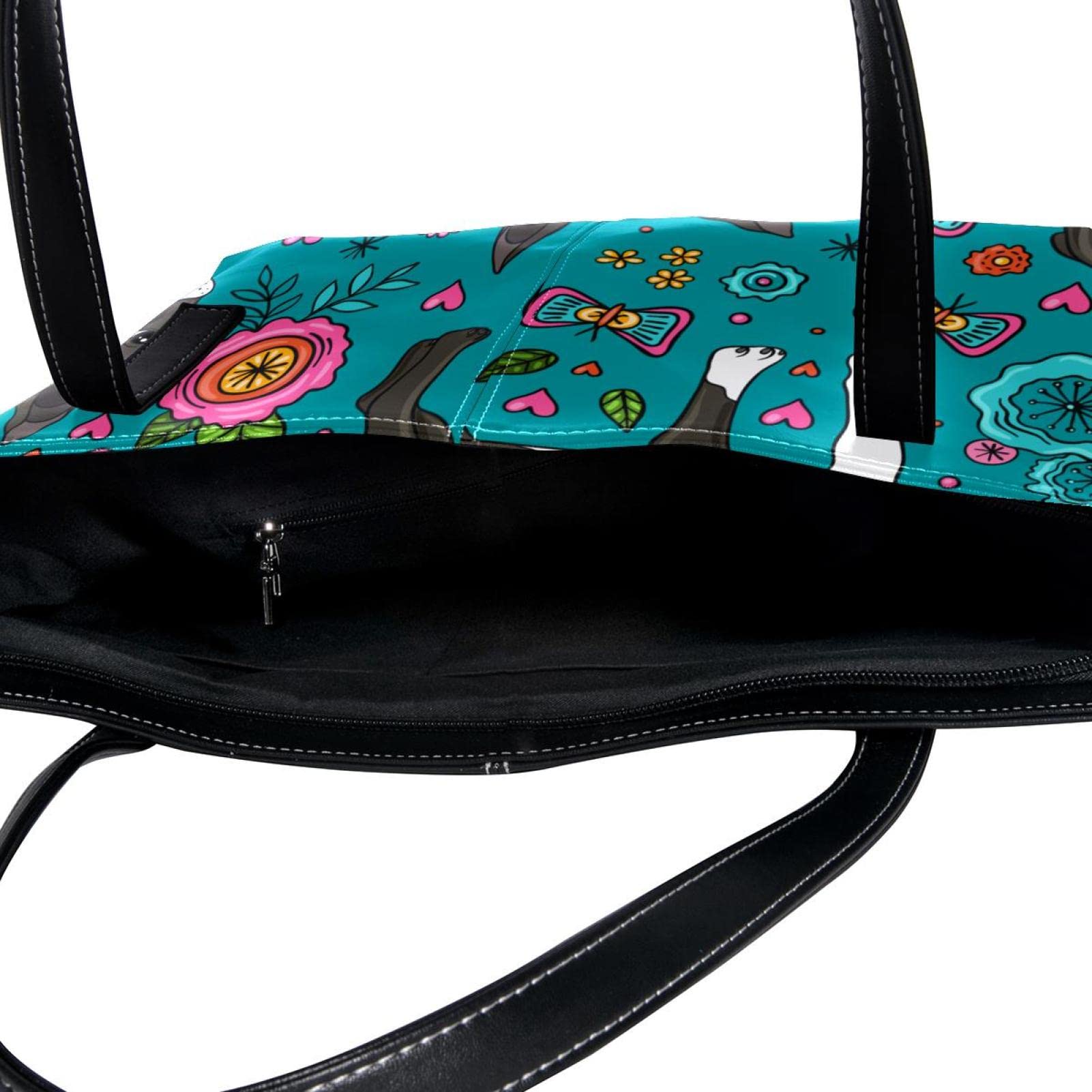 Premium Genuine Leather Handbag for Women - Large Capacity Top Handle Satchel Bucket Purse with Shoulder Strap - Boston Terrier Floral Design - Perfect for Work, Travel & Everyday Use