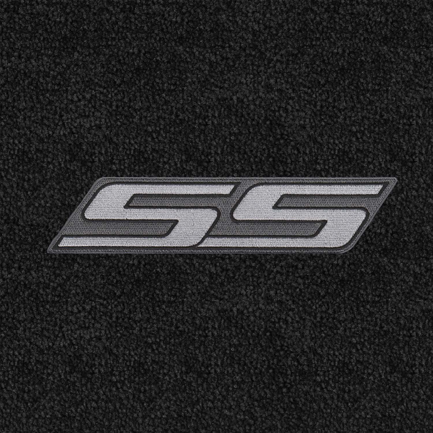 Premium Custom-Fit Carpeted Floor Mats for Chevy SS 2014-2017 - Black & Silver SS Luxury Car Floor Liners | All-Weather Protection & Enhanced Interior Style for Sedans & Sports Cars