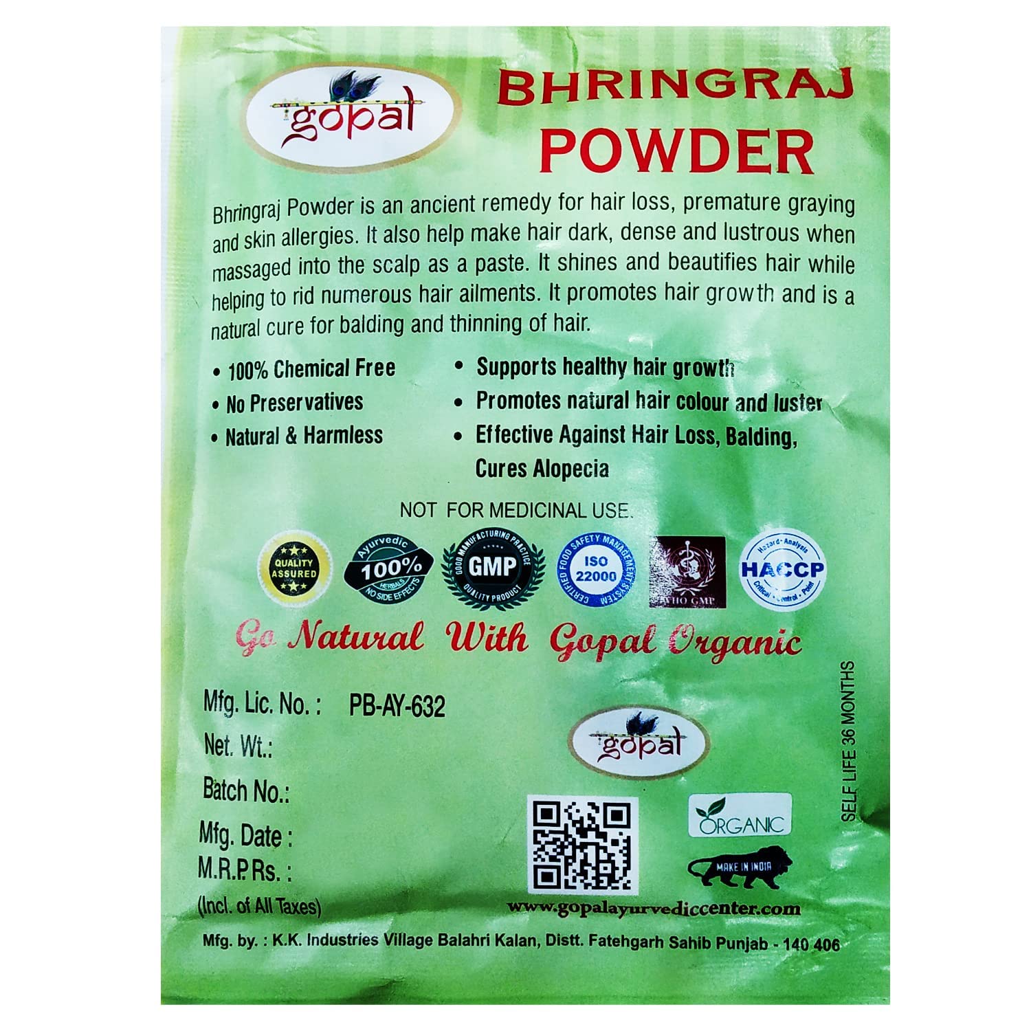 Organic Bhringraj Powder for Hair Growth & Hair Fall Prevention | 100% Natural Ayurvedic Hair Care | Promotes Thicker, Stronger Hair | 100g | Perfect for Daily Scalp Massage & DIY Hair Masks