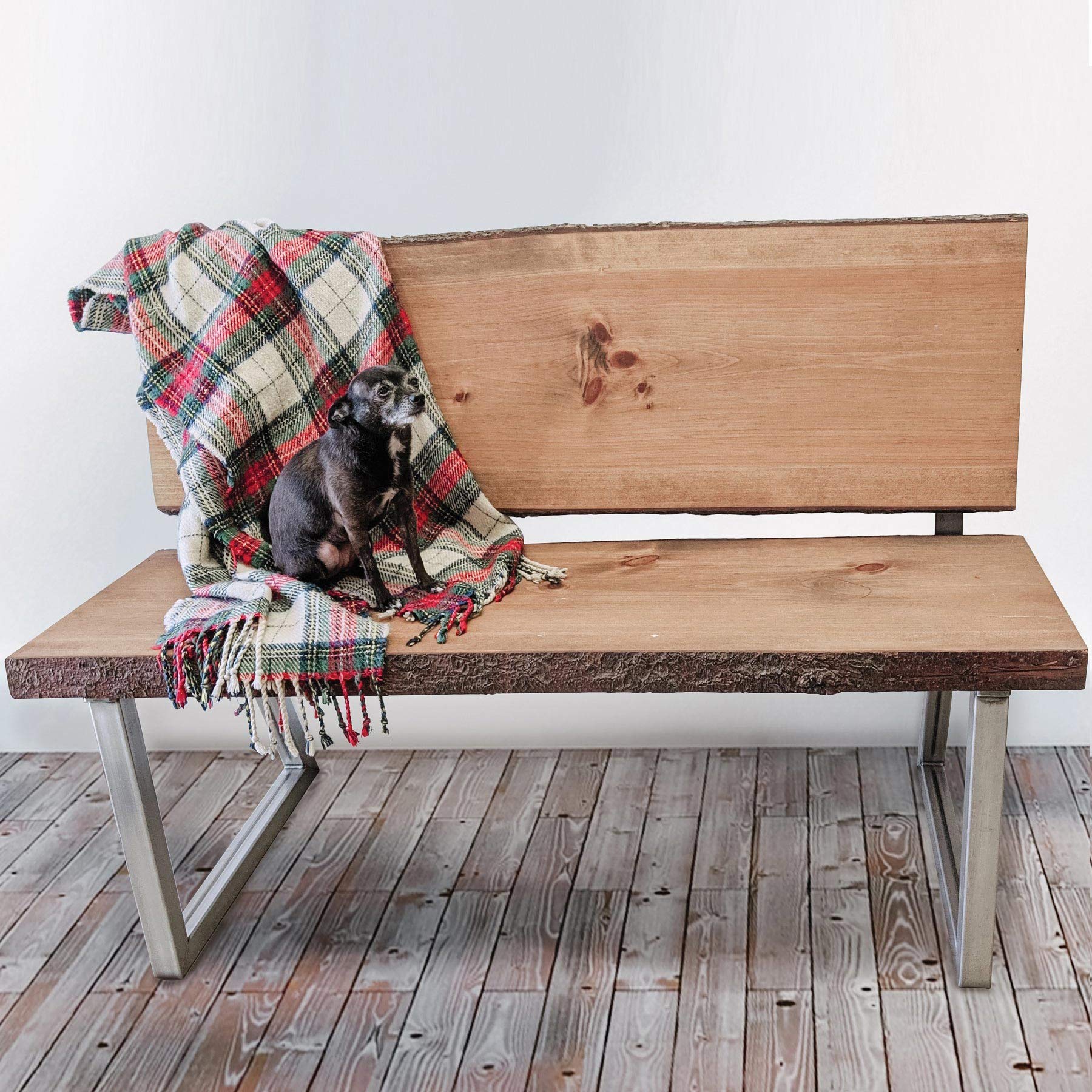 Raw Steel Bench Legs with Back Rest - Heavy Duty Pair for Outdoor Patio, Garden, and Deck Furniture