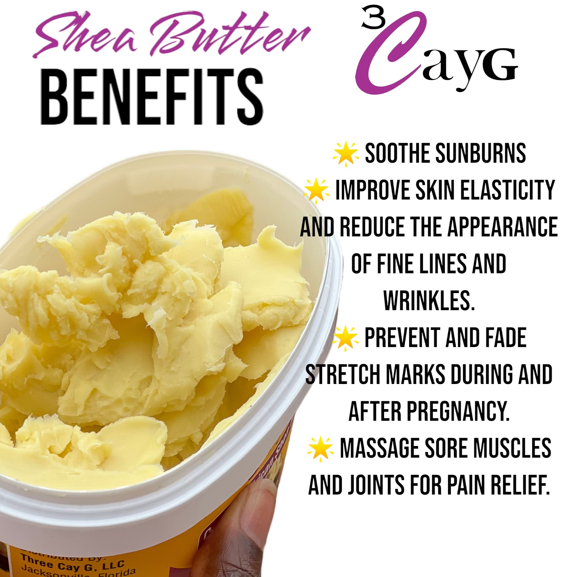 3CayG 1lb Mango Butter & 1lb Shea Butter Bundle - Natural DIY Skincare for Body Butters, Lotions, Lip Balms & Hair Care - Moisturizing & Nourishing for Dry Skin