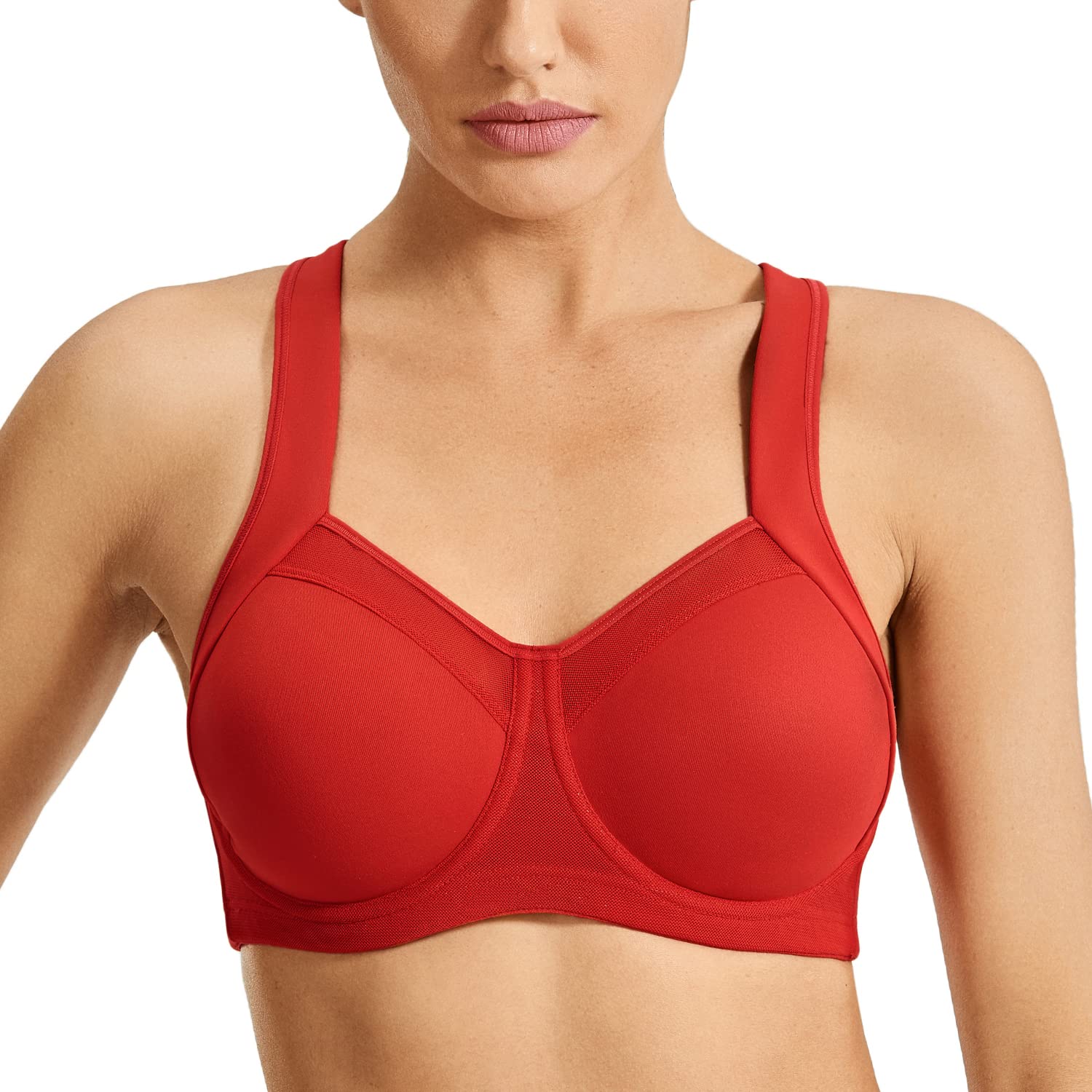 SYROKAN High Impact Sports Bras for Women - Underwire Racerback Workout Bra with Adjustable Straps for Running, Gym & Fitness - No Bounce Support for High-Intensity Training