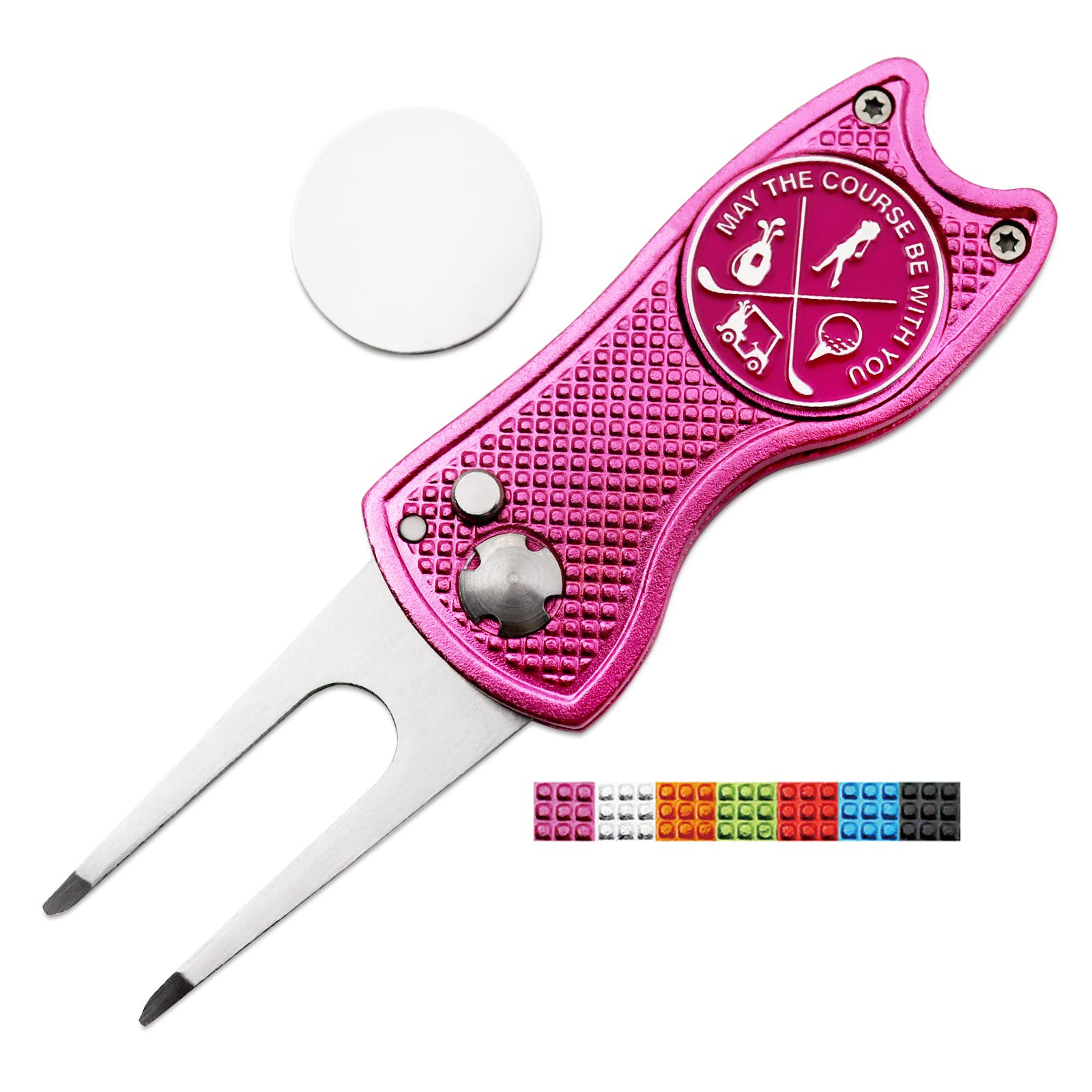 Foldable Golf Divot Repair Tool & Ball Marker Set - 3-in-1 Golf Accessories for Greens, Perfect for Golf Course, Practice & Tournament Use