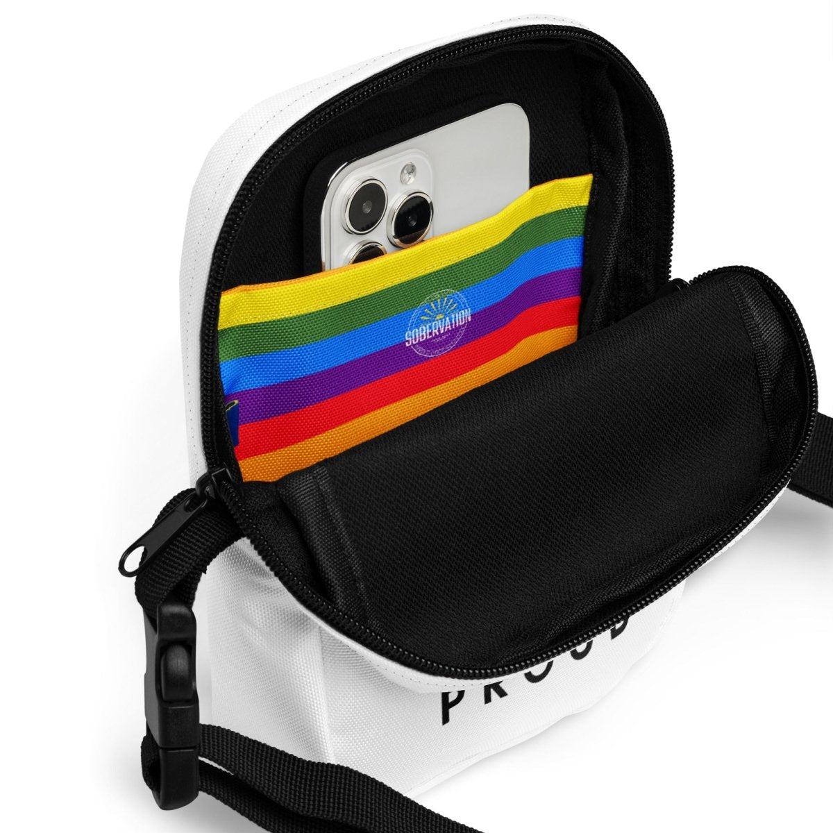Sober & Proud Utility Crossbody Bag - Stylish and Functional for Everyday Use, Recovery Meetings, and Outdoor Activities