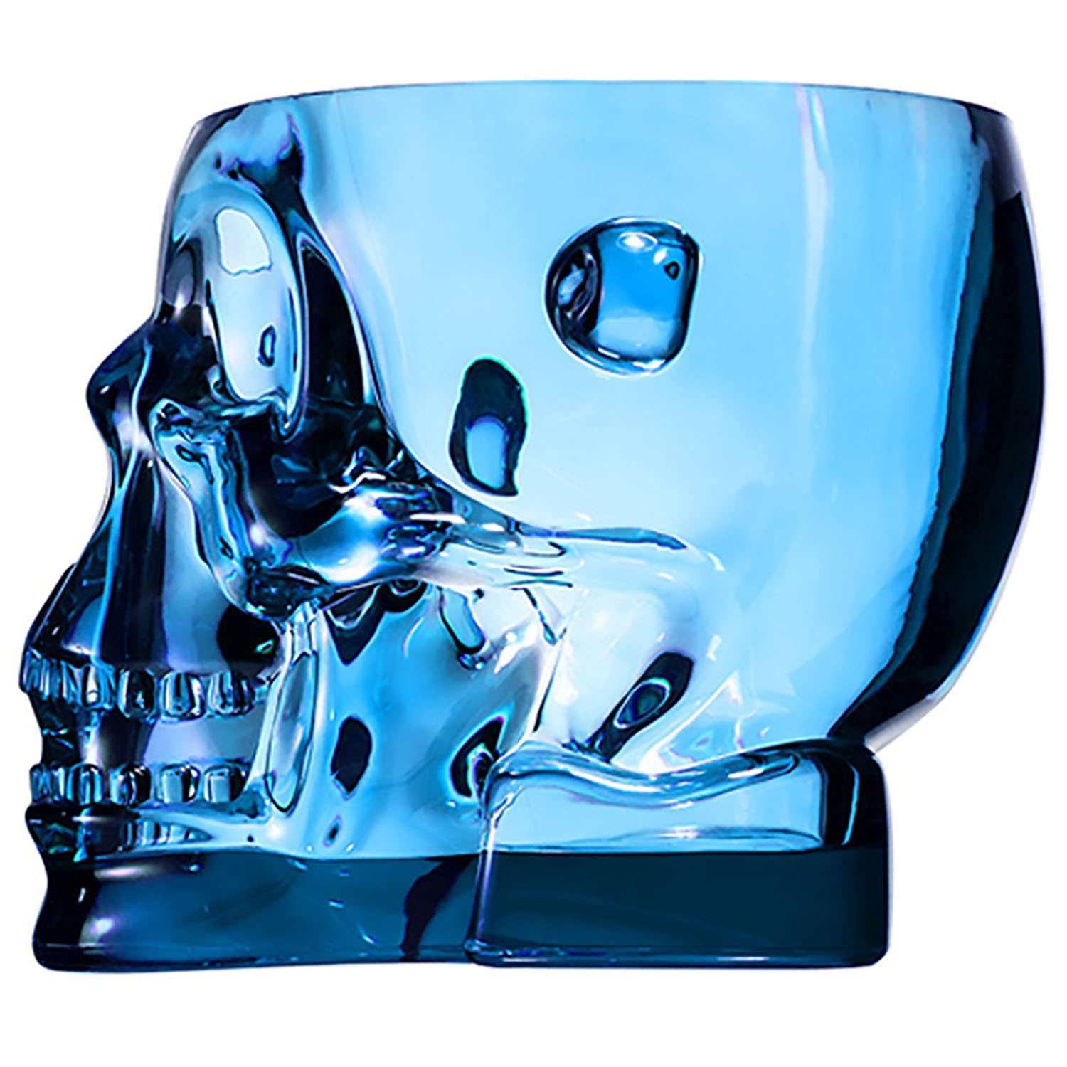 Skull Ice Bucket with Tongs - Clear Hard Plastic Halloween Party Cooler for Drinks & Cocktails - Perfect for Halloween Decor, Themed Parties & Home Bar Accessories