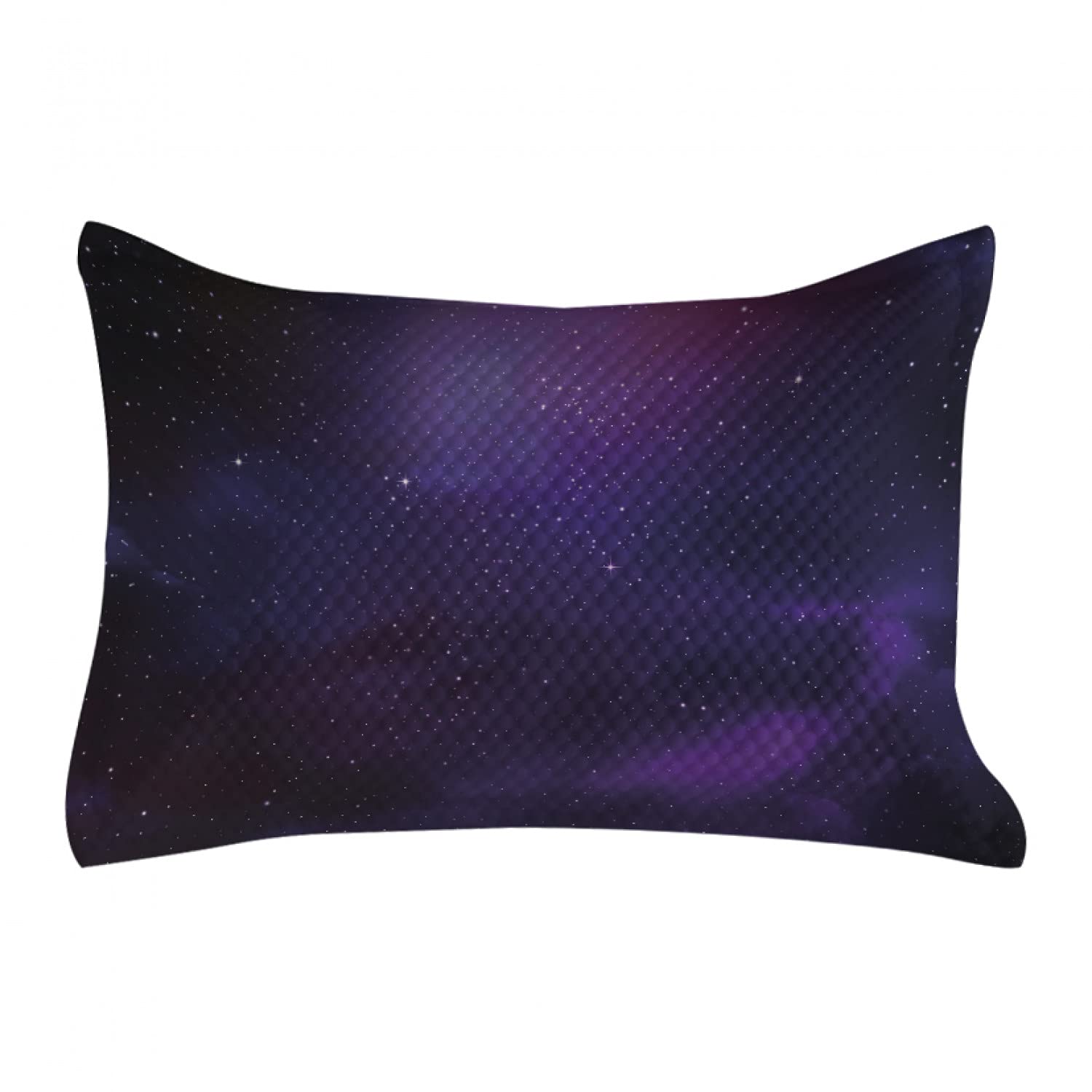 Ambesonne Galaxy Nebula Quilted Pillow Cover - Deep Space Star Clusters & Milky Way Constellation Design, Standard Queen Size 30x20 Inches, Purple Pink Black Accent Pillowcase for Bedroom Decor | Perfect for Astronomy Lovers & Space-Themed Room Design