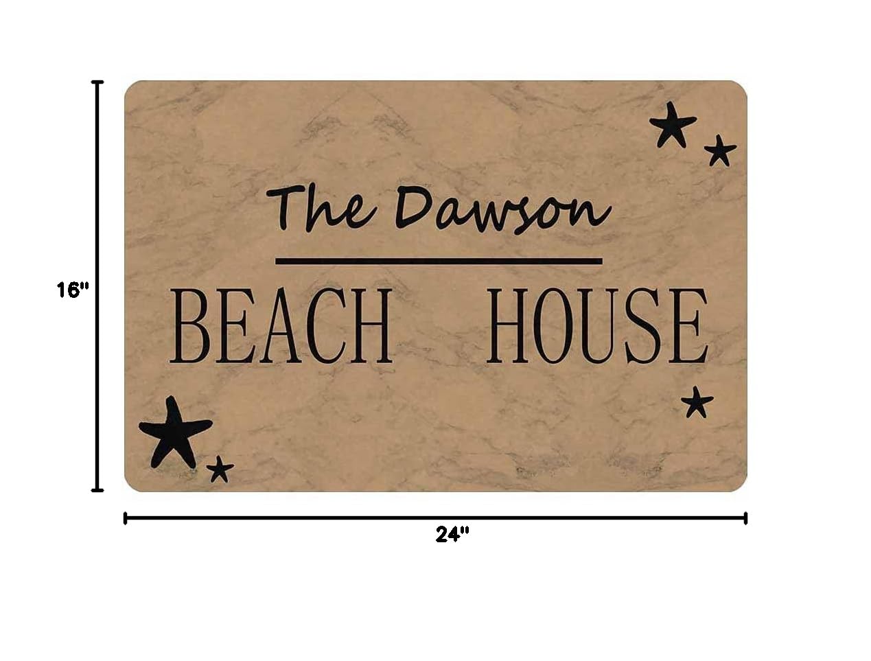Personalized Welcome Doormat - Custom Name Beach House Design, Non-Slip Indoor/Outdoor Entrance Mat for Bathroom, Kitchen, Deck & Patio - 24x16 Inch Cozy Home Decor Gift