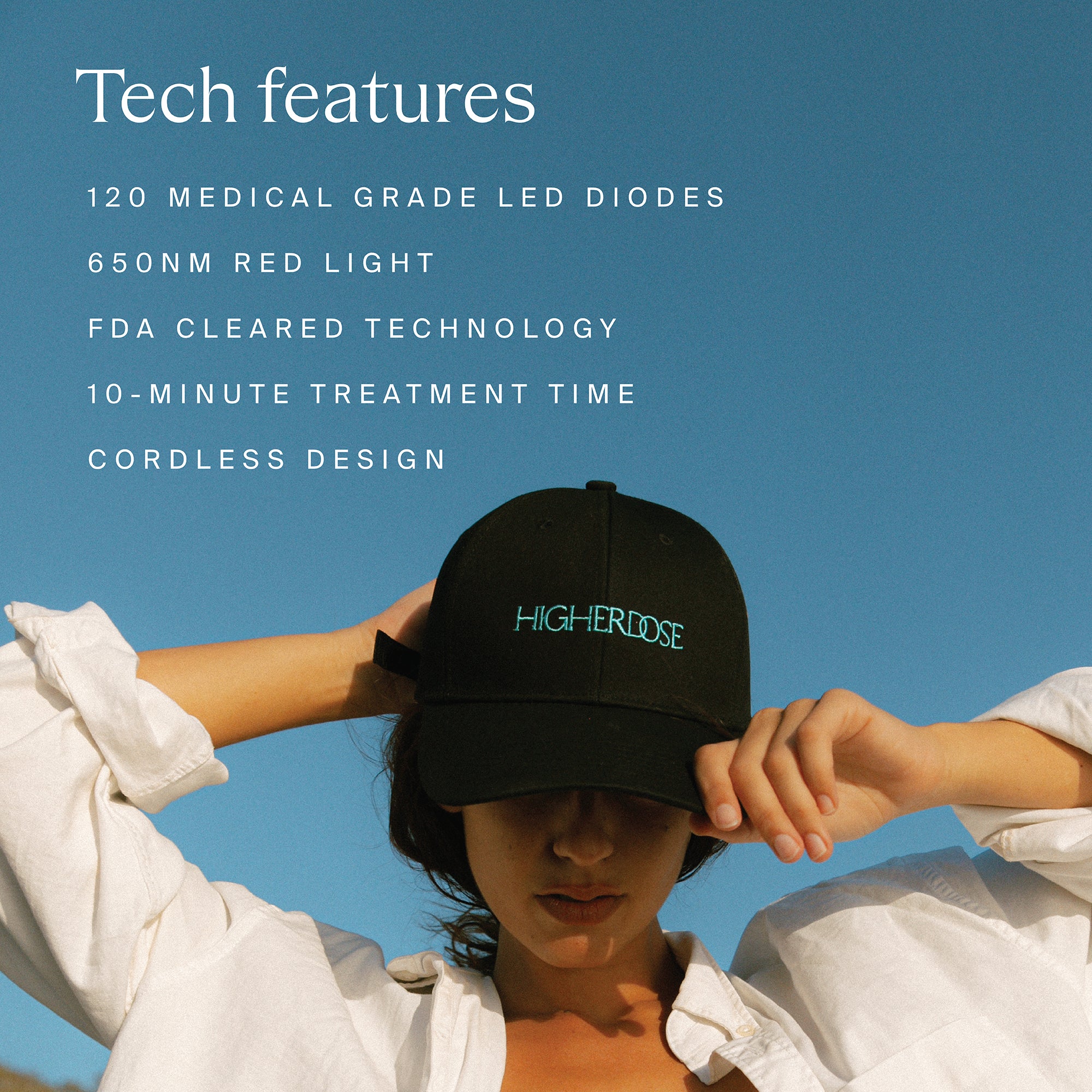 Higherdose Red Light Therapy Hat for Face & Scalp - Portable LED Light Therapy Device for Skin Rejuvenation & Hair Growth - Perfect for Home Use & Travel