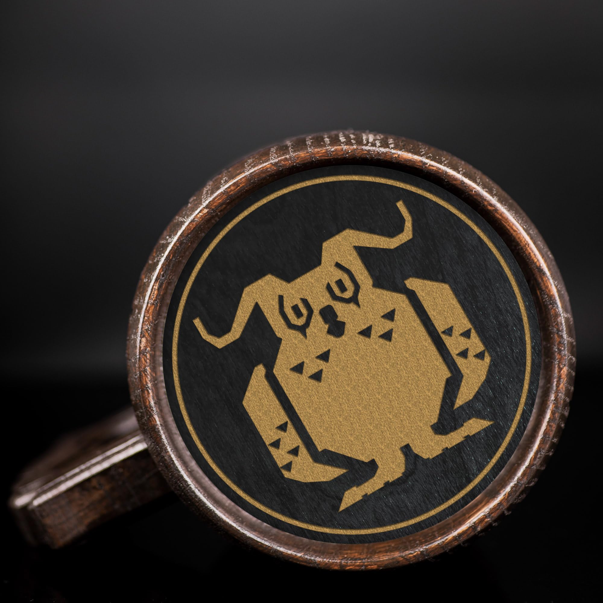 MHW World Wilds Malfestio Custom Beer Mug - Personalized Stein & Wooden Tankard - Unique Gamer Gift for Men, Dad, Father - Perfect for Anniversary, Birthday & Wedding - Great for Gaming Parties & Collectors Display